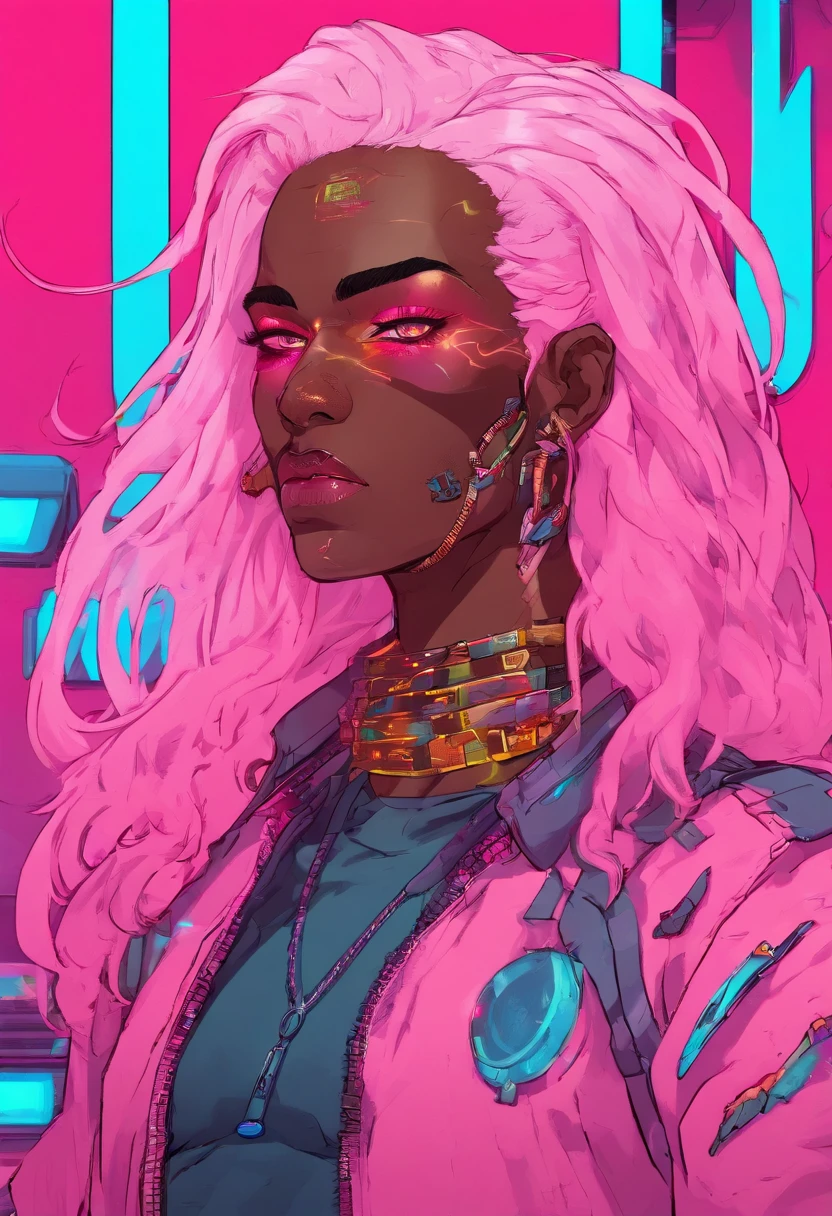 Male Nawal, Black skin, sky-blue eyes, Very long white and pink hair, Huge claws, Huge teeth,full bodyesbian