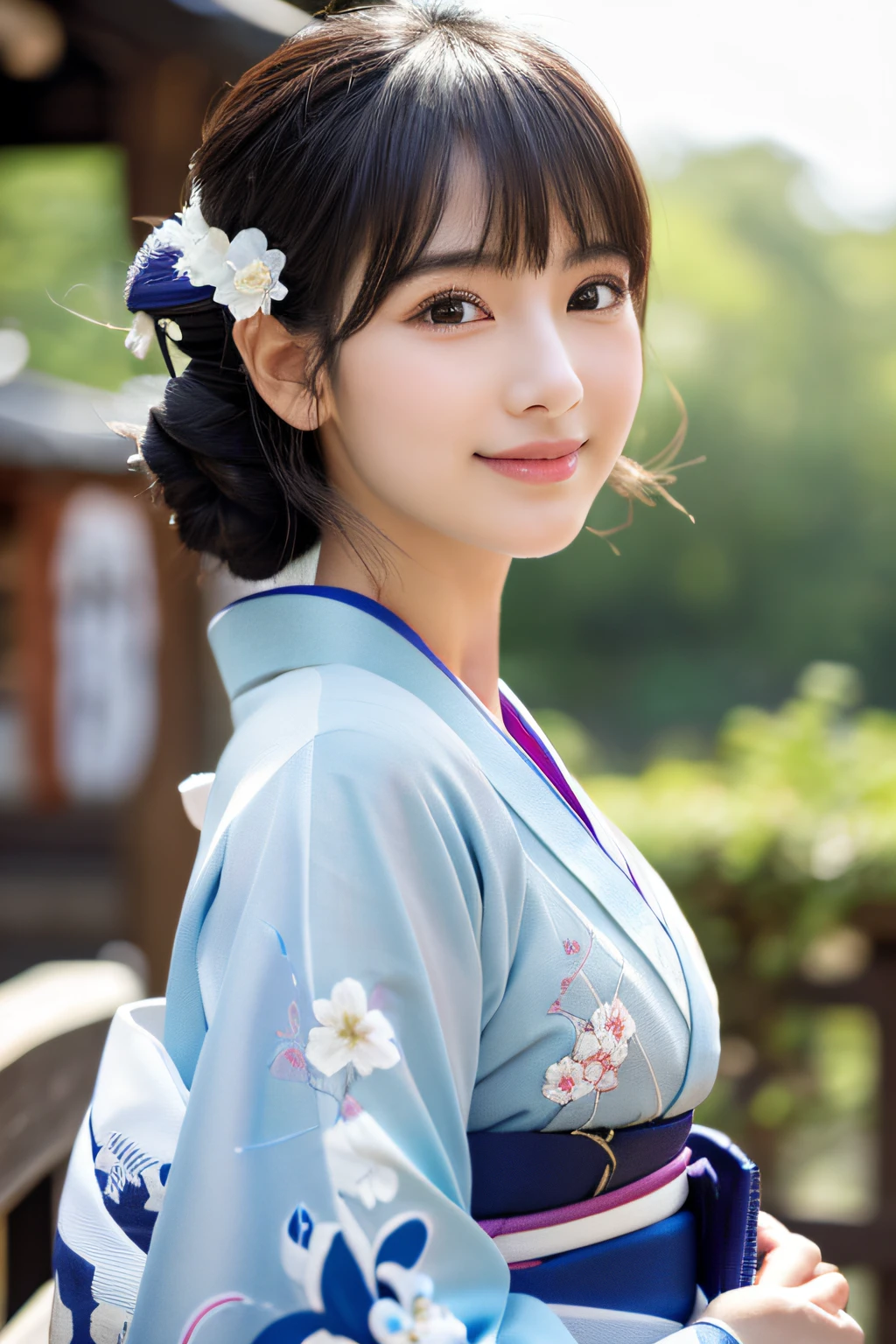 (8K、Raw photography、top-quality、​masterpiece:1.2)、ultra-detailliert、超A high resolution、(realisitic、photoRealstic:1.37)、portlate、High-detail RAW color photos、professional photograpy、extremely delicate and beautiful、A highly detailed、 8K Wallpapers、magnifica、finely detail、huge filesize、Official art、Highly detailed CG Unity 8K wallpapers、highly detailed beautiful girl、extra detailed face、extremely detailed eye、highlydetailed skin、extremely detailed fingers、highly detailed nose、highly detail mouth、perfect anatomia、highly detailed back ground、Highly detailed attire、女の子1人、(18year old:1.2)、10 generations、Cute little girl s、famous Japan idol、cute little、(small tits:1.2)、Realistic body、小柄、fair white skin、shinny skin、slenderbody、well-styled、A dark-haired、Hair collection、(Pattsun bangs:1.2)、A smile、kawaii、年轻、kawaii faces、Lifelike face、Beautiful eyes、Sauce order、(Kimono:1.4)、Dense embroidery、耳Nipple Ring、(hair adornments:1.2)、eye、cowboy  shot、frontage、standing athletic pose、Contrapo、in a house、(natta:1.4)、bathrobe、kyoto、Dynamic lighting、Valley、