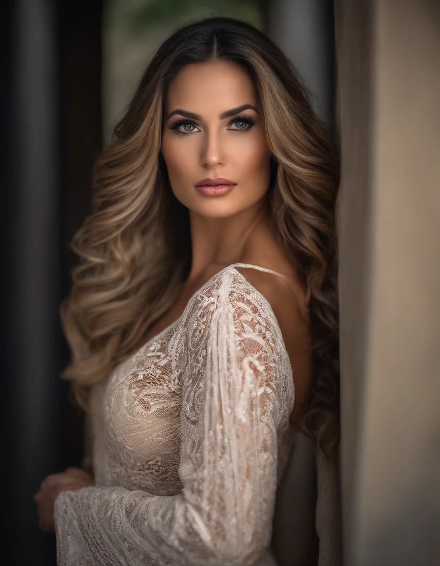 Realistic, (Mulher branca deslumbrante), rosto perfeito, rosto delicado, rosto lindo, cabelos loiros, sorridente, toned physique, barnet, toned physique, corpo perfeito, coxas grossas, bumbum grande, seios grandes, loira, na praia