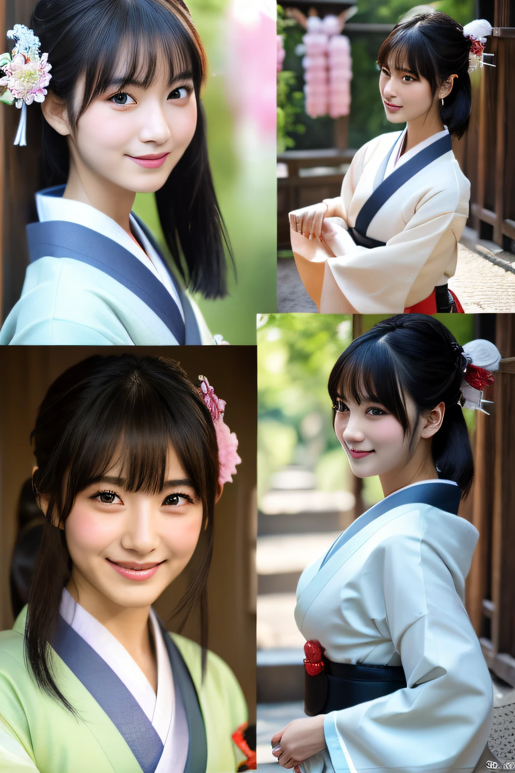 (8K、Raw photography、top-quality、masterpiece:1.2)、ultra-detailliert、超A high resolution、(realisitic、photoRealstic:1.37)、portlate、High-detail RAW color photos、professional photograpy、extremely delicate and beautiful、A highly detailed、 8K Wallpapers、magnifica、finely detail、huge filesize、Official art、Highly detailed CG Unity 8K wallpapers、highly detailed beautiful girl、extra detailed face、extremely detailed eye、highlydetailed skin、extremely detailed fingers、highly detailed nose、highly detail mouth、perfect anatomia、highly detailed back ground、Highly detailed attire、女の子1人、(18year old:1.2)、10 generations、Cute little girl s、famous Japan idol、cute little、(small tits:1.2)、Realistic body、小柄、fair white skin、shinny skin、slenderbody、well-styled、A dark-haired、Hair collection、(Pattsun bangs:1.2)、A smile、kawaii、年轻、kawaii faces、Lifelike face、Beautiful eyes、Sauce order、(Kimono:1.4)、Dense embroidery、耳Nipple Ring、(hair adornments:1.2)、eye、cowboy shot、frontage、standing athletic pose、Contrapo、outside of house、(natta:1.4)、A Japanese style、kyoto、Dynamic lighting、Valley、
