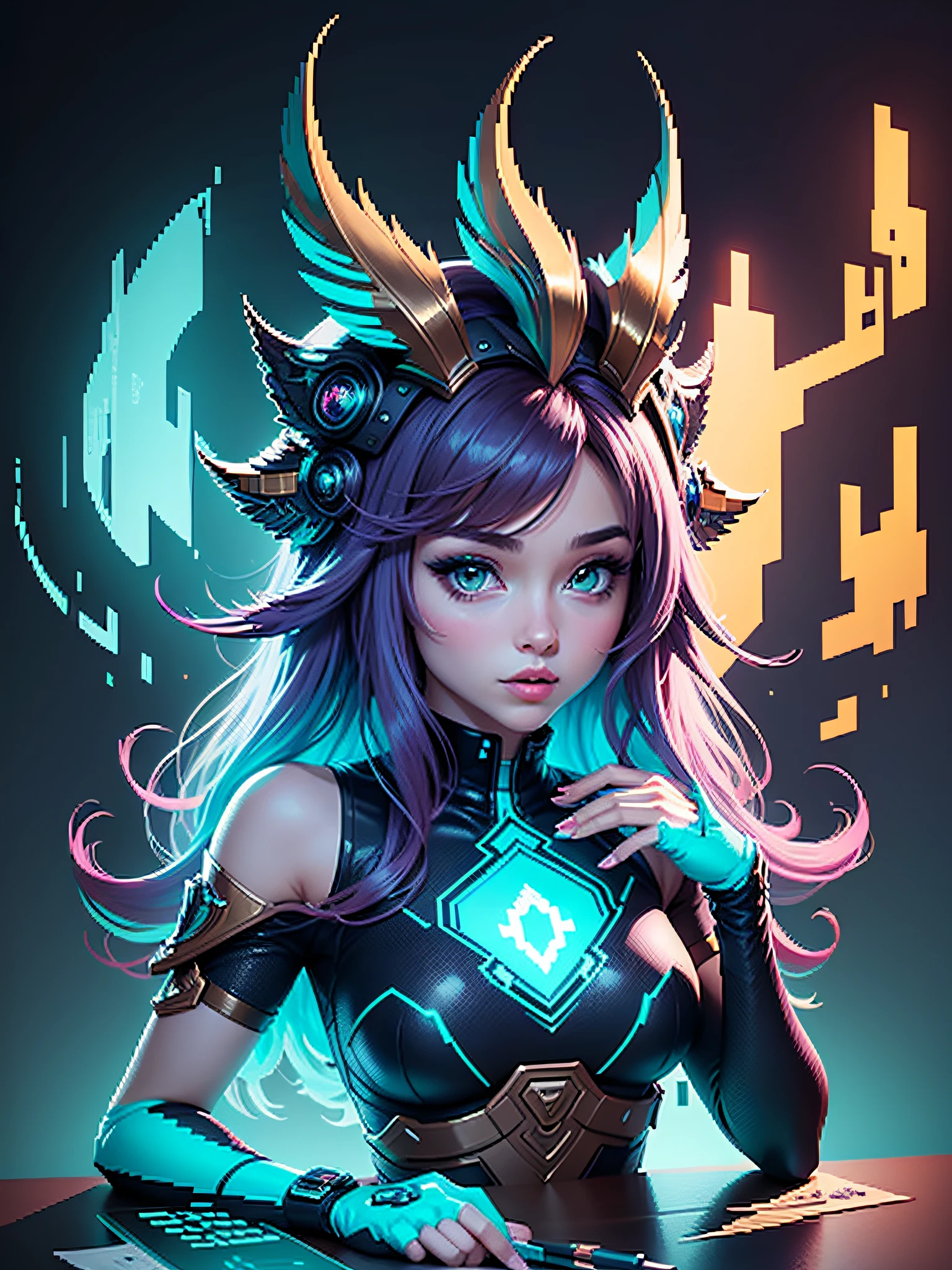 fabulous pixel art of beautiful futuristic idols signing autograph pixel art, beautiful and detailed pixel art, hyper detailed pixel art, conceptual pixel art, high quality pixel art, high quality pixel art, high quality pixel art, high quality pixel art, bioluminescent lighting, colorful, high contrast colors, pixel art style, Pixel art:3, 4k, beautiful