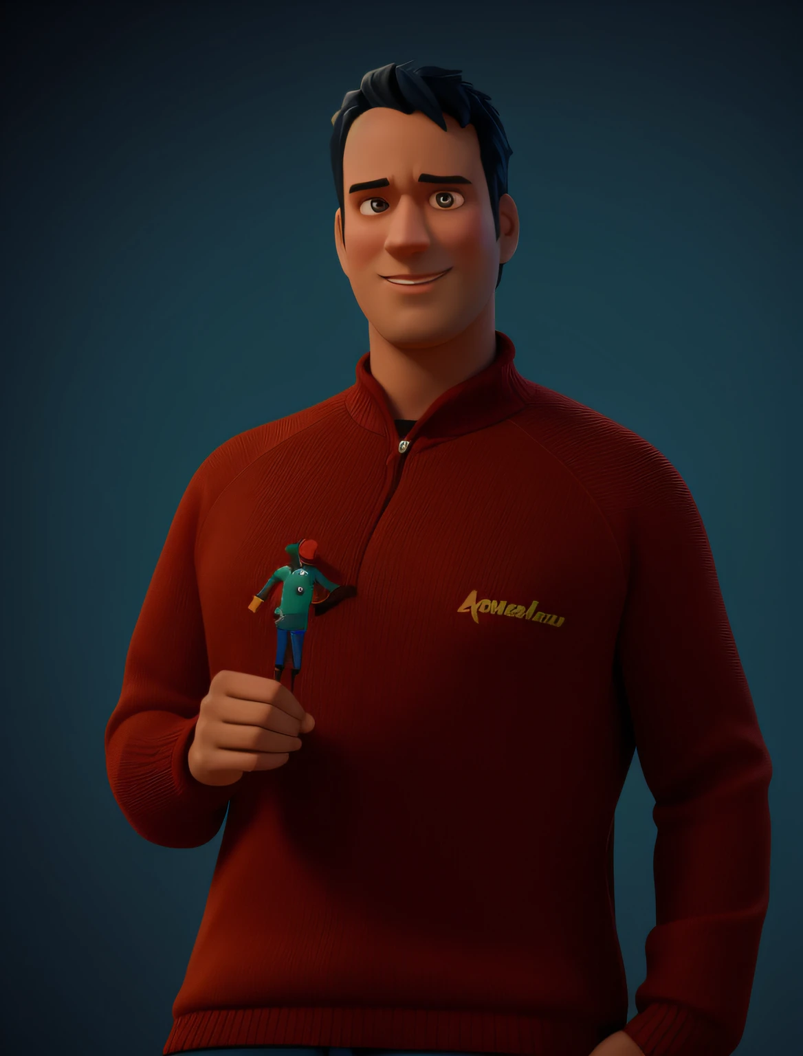 personagem dos desenhos animados de um homem com jaleco preto , animation character, Caractere estilizado, animation style rendering, 3D estilizado, Arnold Maya render, 3 d render stylized, toon render keyshot, Personagem 3D, Personagem 3D, 3d rendering stylized, 3 d character render, personagem de desenho animado, Personagem de close up, Pose de personagem,  (Estilo Pixar) (master part:1.2) (Bokeh) (best quality) (pele detalhada) (textura detalhada) (8k) (argila) (Cinematic lighting) (foco nítido