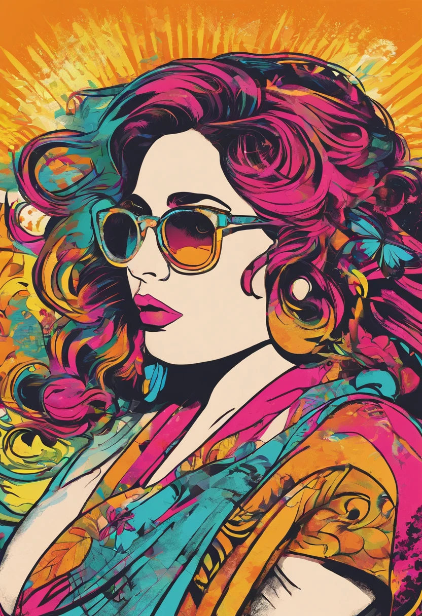 A girl with light black color pregnant with tatto on her arm, piercing no canto do nariz com cabelo liso meio andulado,With summer clothes and a chubby white guy with glasses without a beard pixer style in Salvador