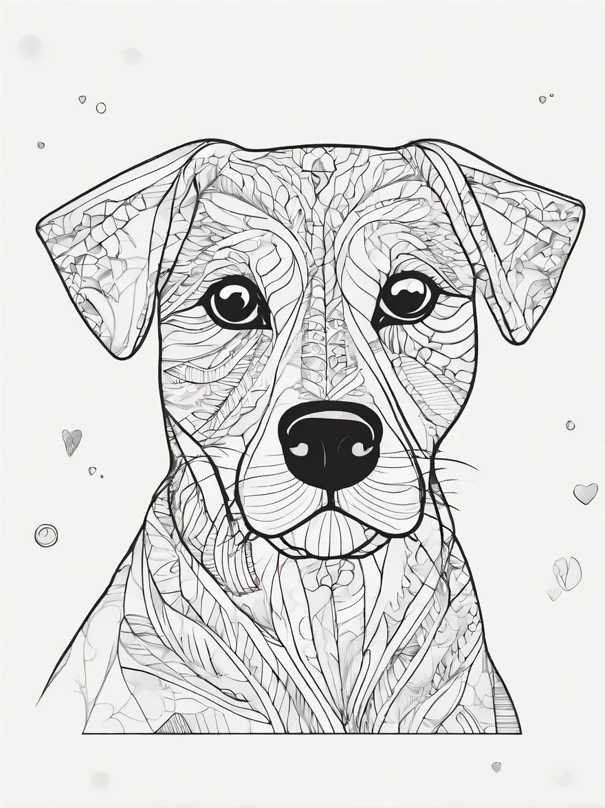 coloring pages, cute dog, white background,