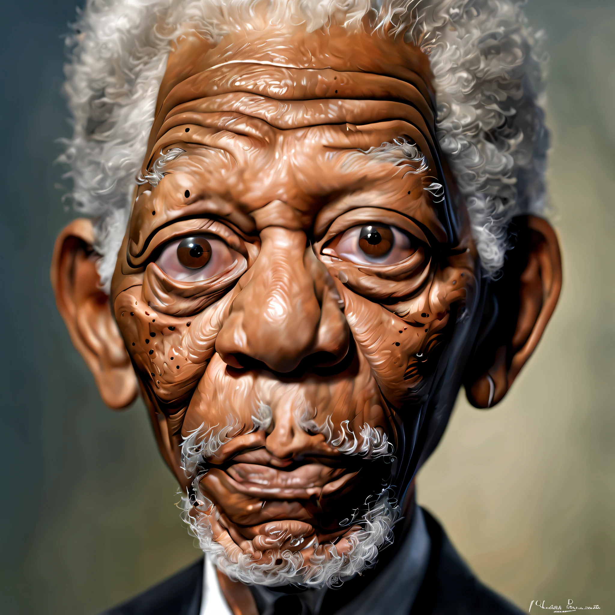 a close up of a man with a very big face, portrait of morgan freeman, morgan freeman, caricature, morgan freeman as gordon freeman, amazing likeness, #1 digital painting of all time, # 1 digital painting of all time, an oldman, inspired by Candido Bido, digital art, digital art, cartoon digital painting, caricature!!!, an old man