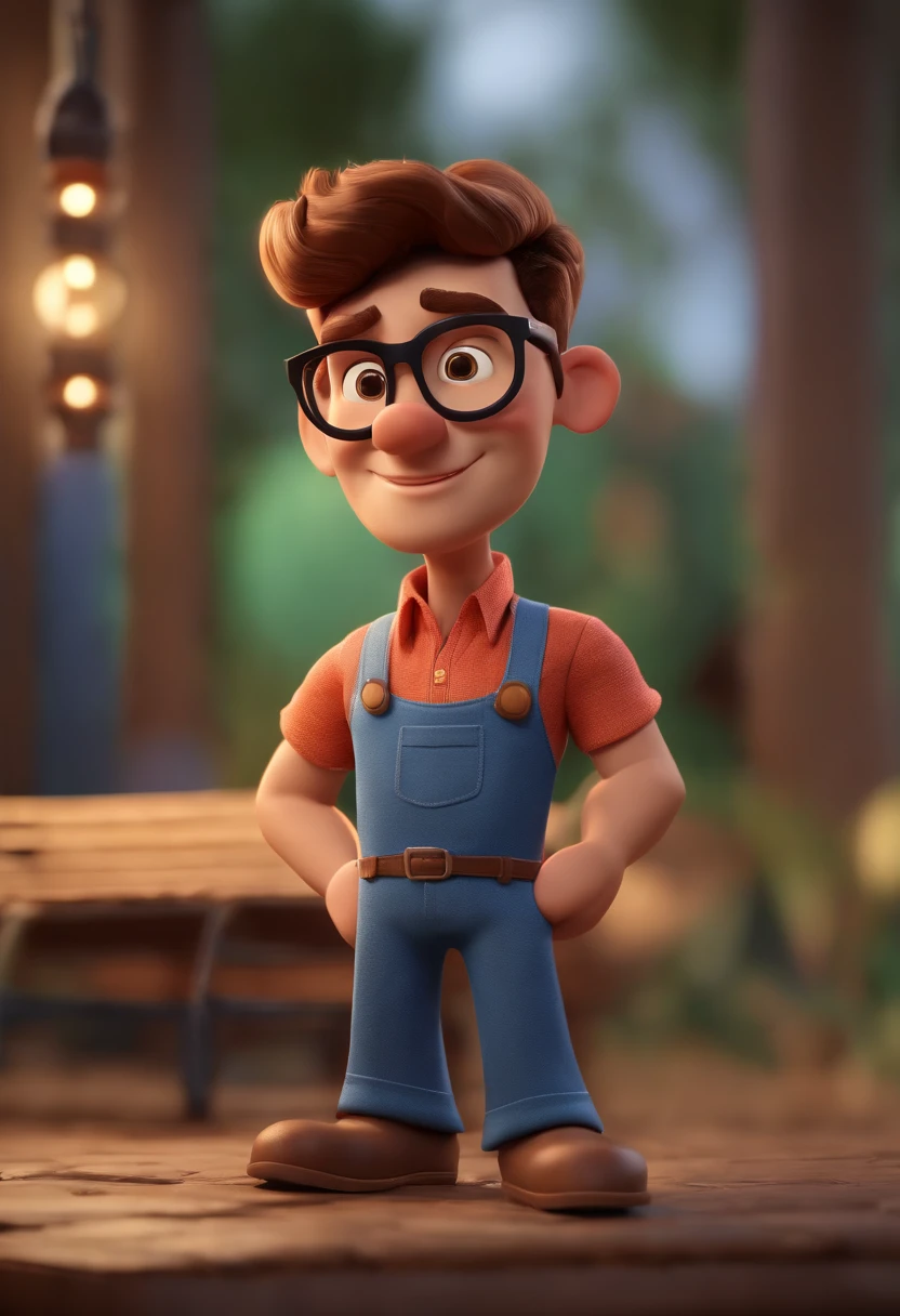 Cartoon character of a man wearing black glasses and a blue shirt, um personagem animado, Caractere estilizado, animation style rendering, 3D estilizado, Arnold Maya render, 3 d render stylized, toon render keyshot, Personagem 3D, Personagem 3D, 3d rendering stylized, 3 d character render, personagem de desenho animado, Personagem de close up, Pose de personagem, (Estilo Pixar) (master part:1.2) (Bokeh) (best quality) (pele detalhada) (textura detalhada) (8k) (argila) (Cinematic lighting) (foco nítido,Senta e vaza a parte superior do corpo