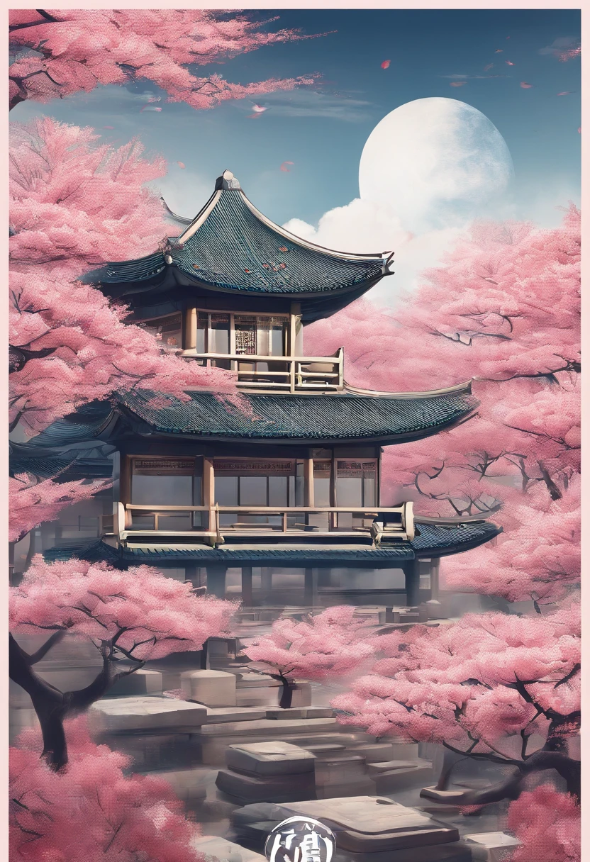 rainwater,Traditional Chinese solar term term,early spring,(((SakuraNS))),National style,Ink wind,There is a snail on the cherry blossoms after the rain,closeup cleavage,Landscape view,Don't be characterized,Don't be characterized
