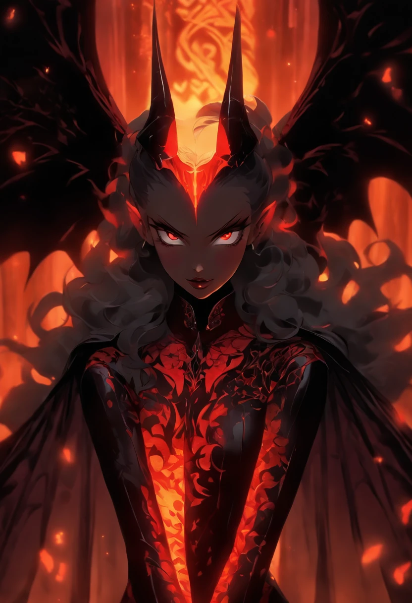 (Best quality,4K,8K,A high resolution,Masterpiece:1.2),Ultra-detailed,(Realistic,Photorealistic,photo-realistic:1.37),Hot succubus mom with long black hair, Rich black lips, Wearing revealing black leather clothing,Decorated with BDSM elements. Her attire included an alluring corset, Highlight her sexy figure. Her skin is a charming fiery red, Exudes demonic charm. Gracefully sprouting a pair of majestic demon wings from her back, exquisite and meticulous,The pattern is intricate. On top of her head, She has the charming Cape Tieflin, Embodies her otherworldly existence. The artwork should capture her seductive aura, Show her confidence and strength. The light in the scene should highlight the seductive curves of her body, casting dramatic shadows and highlights. The color palette should evoke a sense of darkness and desire, Has a rich black contrast tone, Red, and deep maroon, exposed nipples