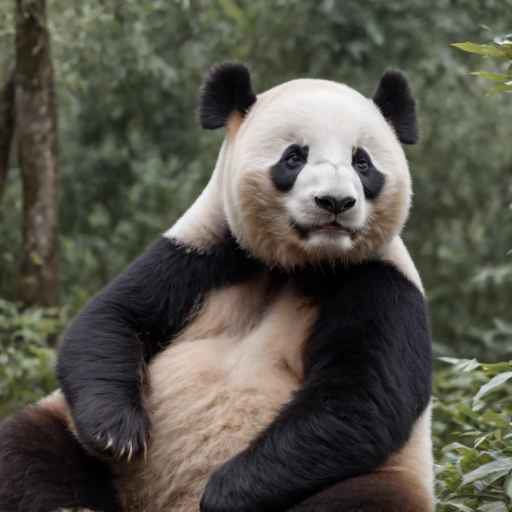 head portrait，giant panda，Japanese wrestling，personification，Japanese anime