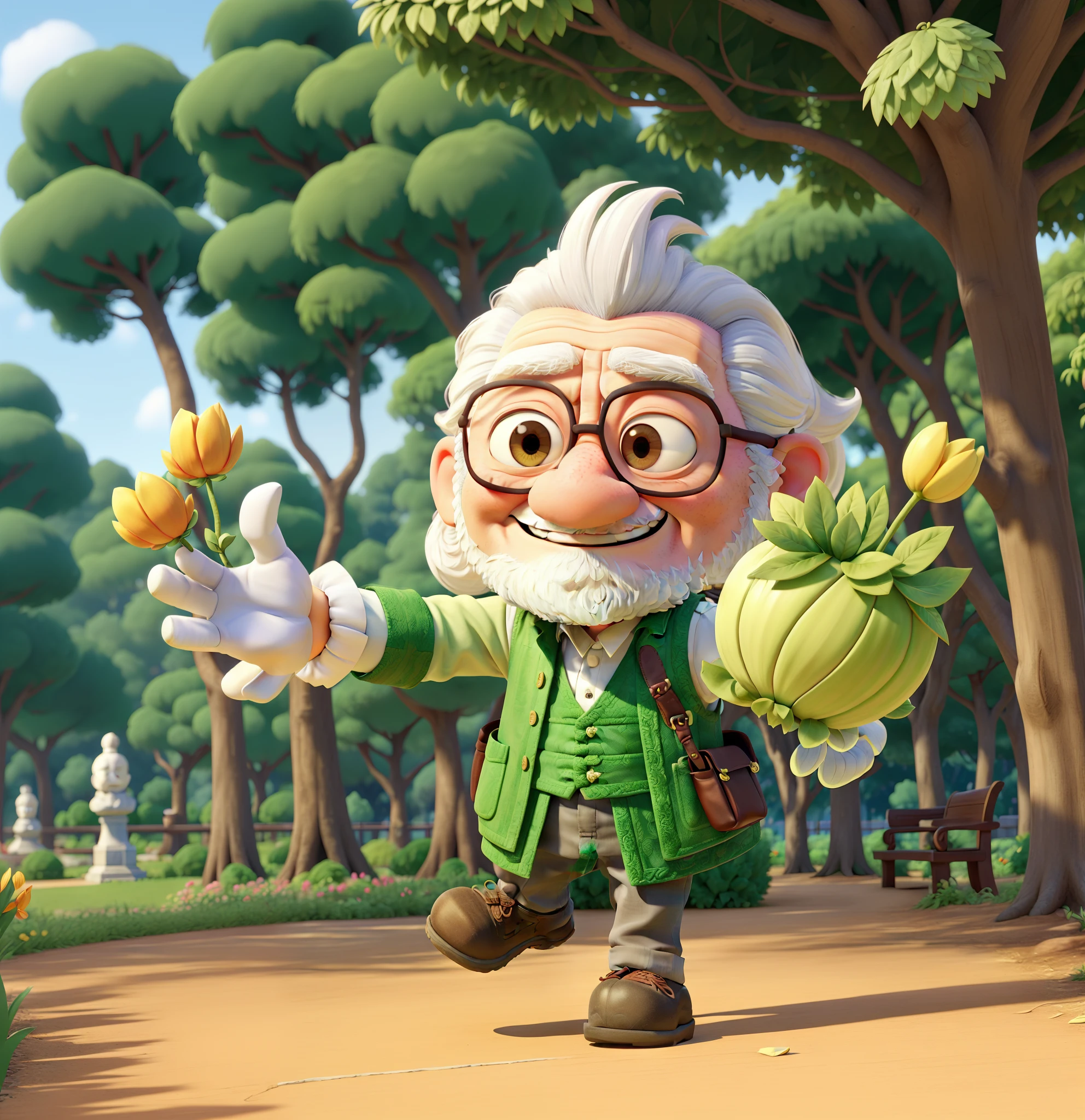 (Cute old man with long beard:1.2), ssmile, Dense and smooth hanfu、personification, White hair on the head,had his hands folded, Renders:(carismatic:1.3,Make a video, lewd poses:(Lively:1.2, amusing), modeled:(hyper qualit:1.2,8K,orthographic view), blue-sky, for the background(A park full of greenery:1.1),{Complex and ultra-detailed, Chinese Lao Tzu(Giuseppe Alchinbordo)(Chinese Confucius(Giuseppe Alchinbordo))}
