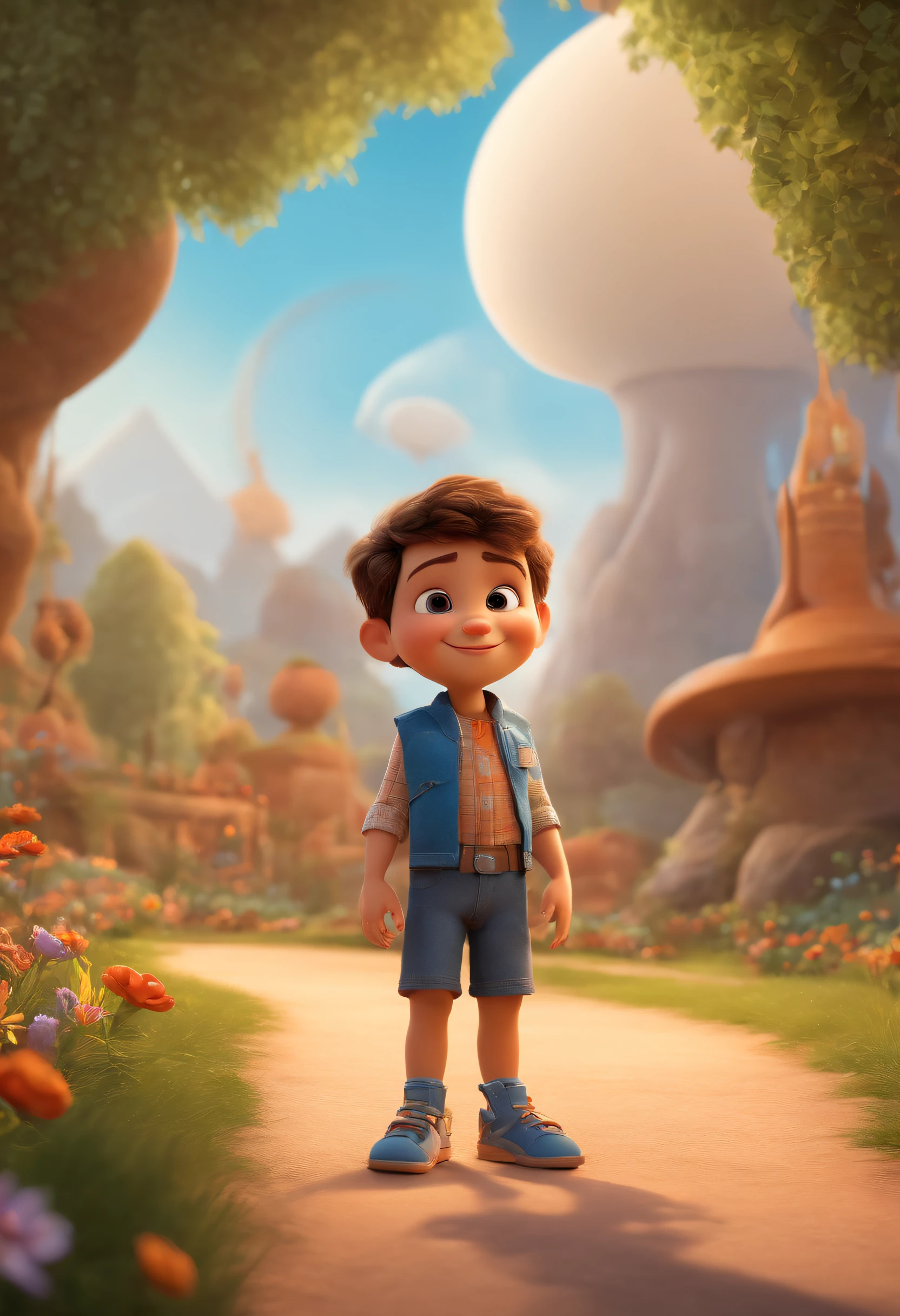 a happy cute ??? standing short hair, vestindo uma fantasia espacial, , fundo branco, barnet, Tom, Estilo Pixar, ....3d, desenhos animados, rosto detalhado, asymmetrical 16k