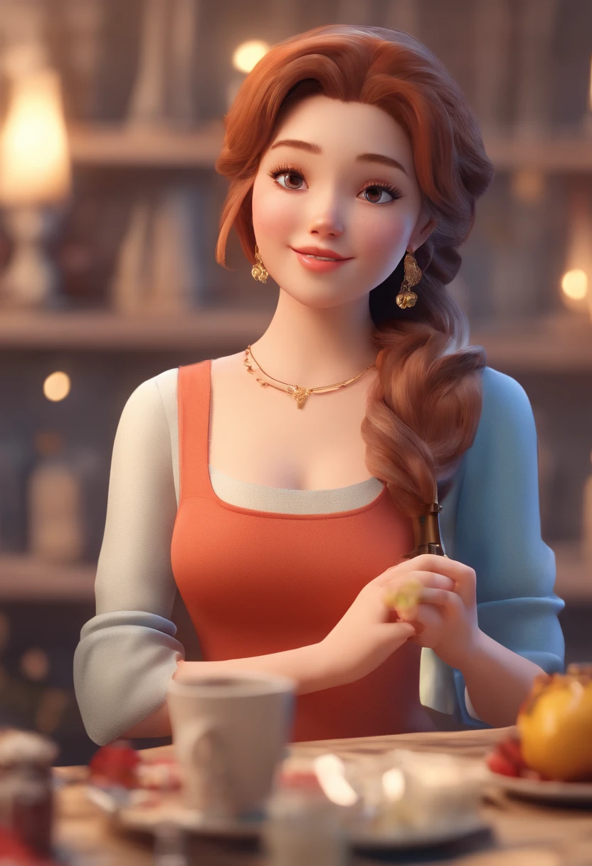 best quality, master part, fotorrealista, extremamente detalhado CG unidade 8k papel de parede, Chibi,1girl, Elsa,sozinho, cheio_corpo, sorrir, Olhando_em_visualizador, ao ar livre,