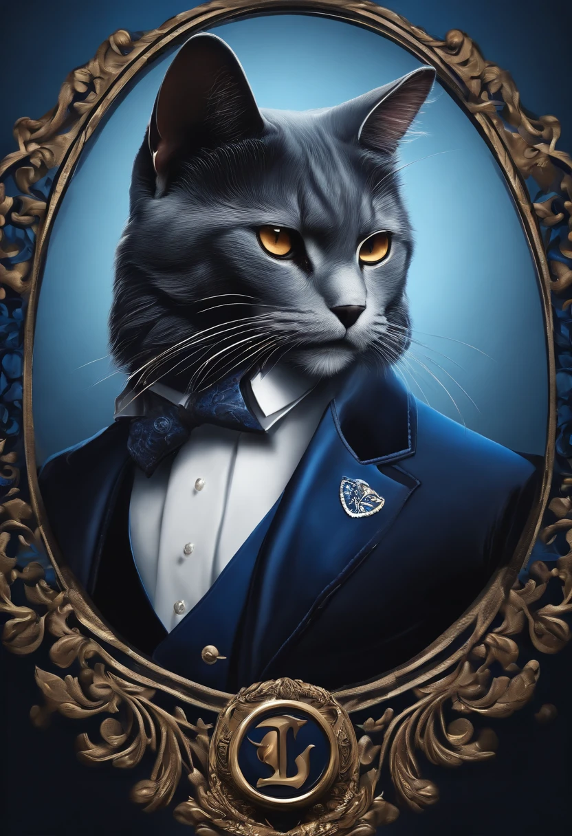 Menswear brand logo related cat emblem menswear designer clothing brand in exceptional quality spectacular designer well-designed modern excellent quality Full HD 9K and natural lighting,blue colors