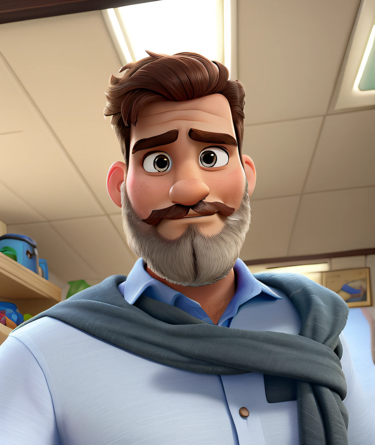 Um homem de barba grisalha estilo disney pixar, alta qualidade, melhor qualidade