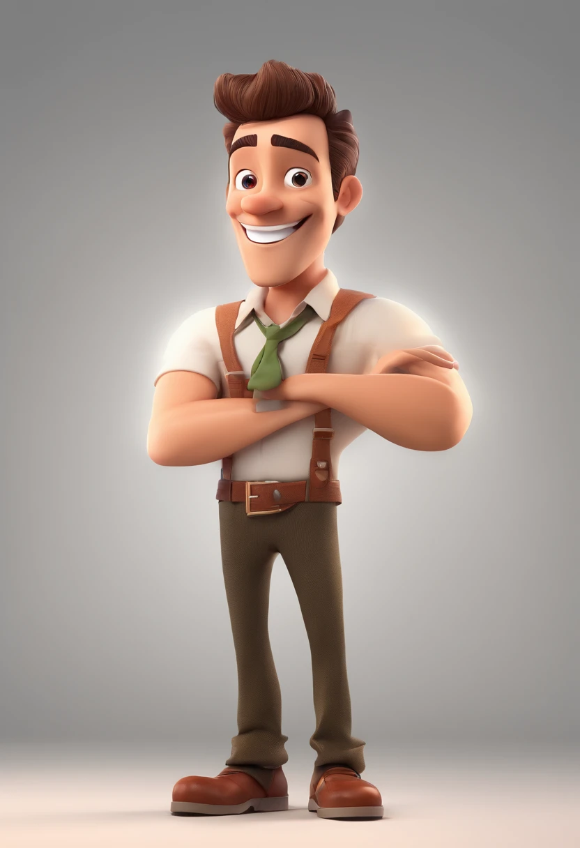 Smiling Man Illustration, sorriso insano, Homem de pele marrom com um sorriso gigante, happily smiling at the camera, sorriso atrevido, he's smiling, sorriso muito grande, Macho sorridente, foto de perfil headshot, rindo sorriso enorme, desenhando no estilo de Arte 3D, c4d, fundo de cor branco puro, estilo disney, estilo pixar render ilustracao Super Detalhe, 8k