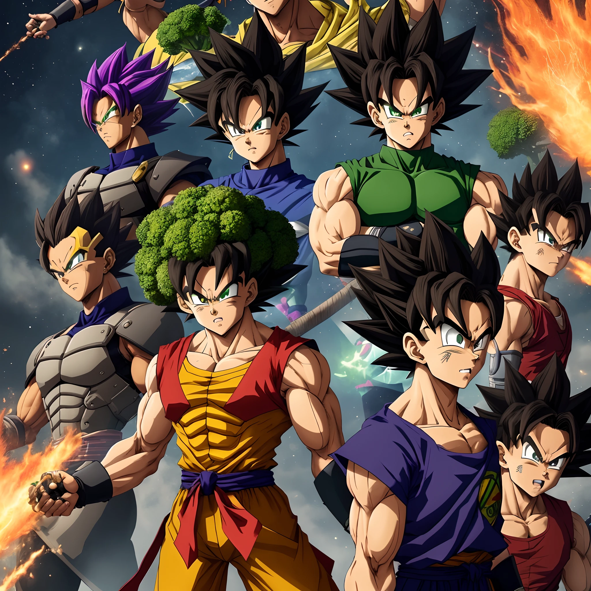 Name: Brocco
Gender: Male
Age:
Appearance: Burly and muscular, standing at 5'11" with deep brown skin.
Hairstyle: Short and curly, resembling a broccoli crown
Eye color: Fiery red
Attire: Saiyan armor with vibrant green and dark brown accents, but with red highlights.
Personality traits: Determined, brave, wise beyond his years, empathetic, and openly gay.
Background and history: Brocco is a remarkably gifted young Saiyan, known for his incredible potential and his ability to harness the earth's energy even at a very early age. He's already a fierce warrior, displaying a unique blend of strength and compassion, despite his young age. Brocco's mission is to protect his Saiyan heritage and prove that even the youngest of Saiyans can make a significant impact. His open acceptance of his sexual orientation reflects the diversity and inclusivity among Saiyan warriors.