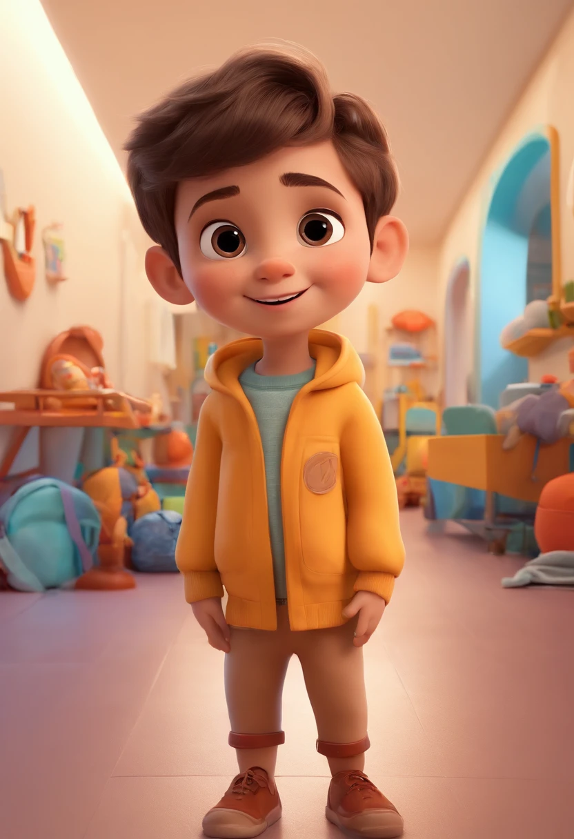 a happy cute ??? standing short hair, vestindo uma fantasia espacial, , fundo branco, barnet, toon, estilo pixar, 3d, desenhos animados, rosto detalhado, asymmetrical 16k