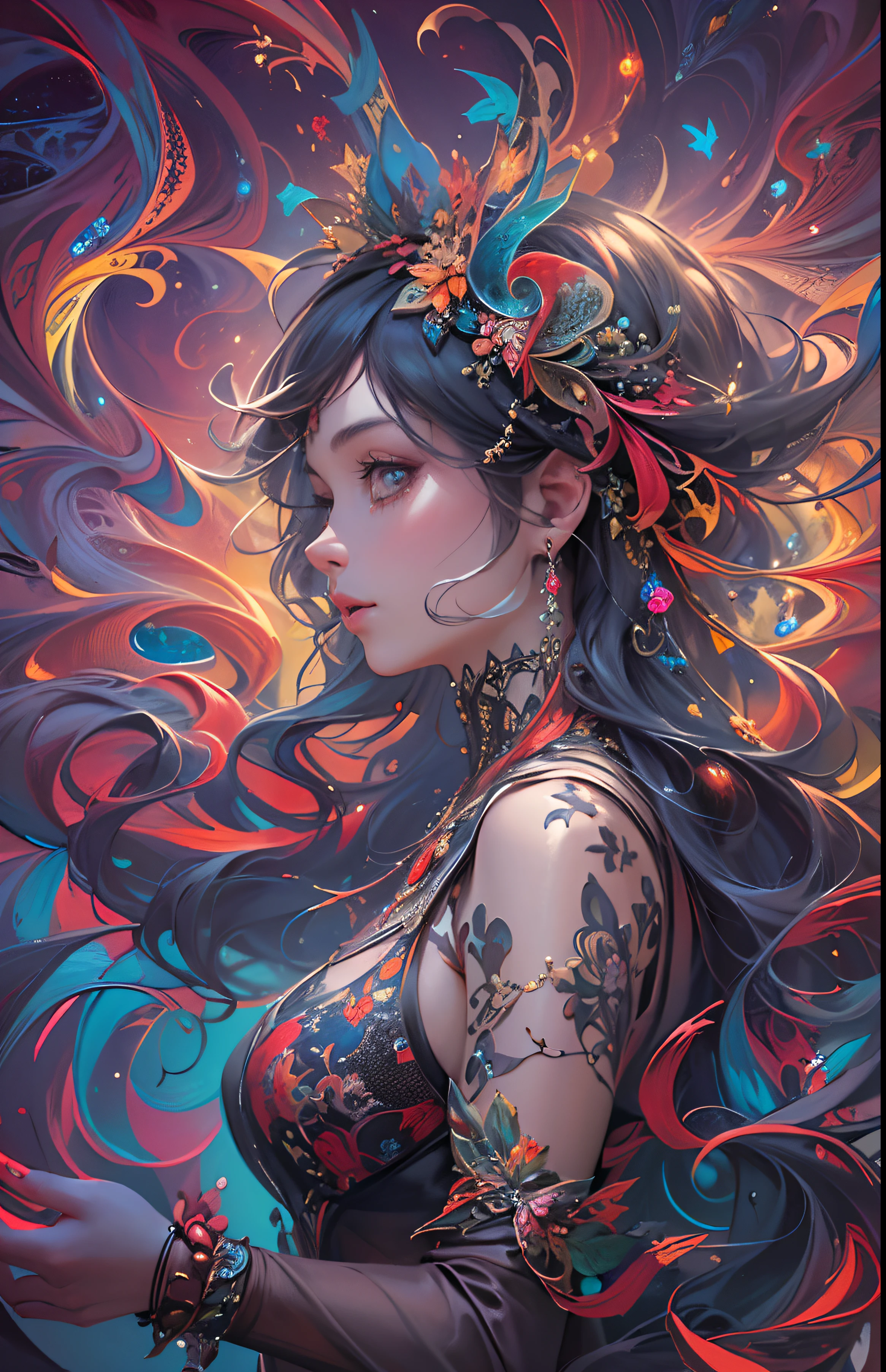 (masterpiece, top quality, best quality, official art, beautiful and aesthetic:1.2), (1girl), extreme detailed,(fractal art:1.3),colorful,highest detailed