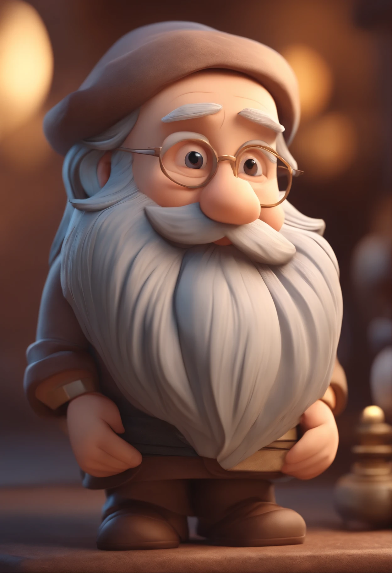 Cute 3D cartoon on the front with long hair and long beard old man folded hands