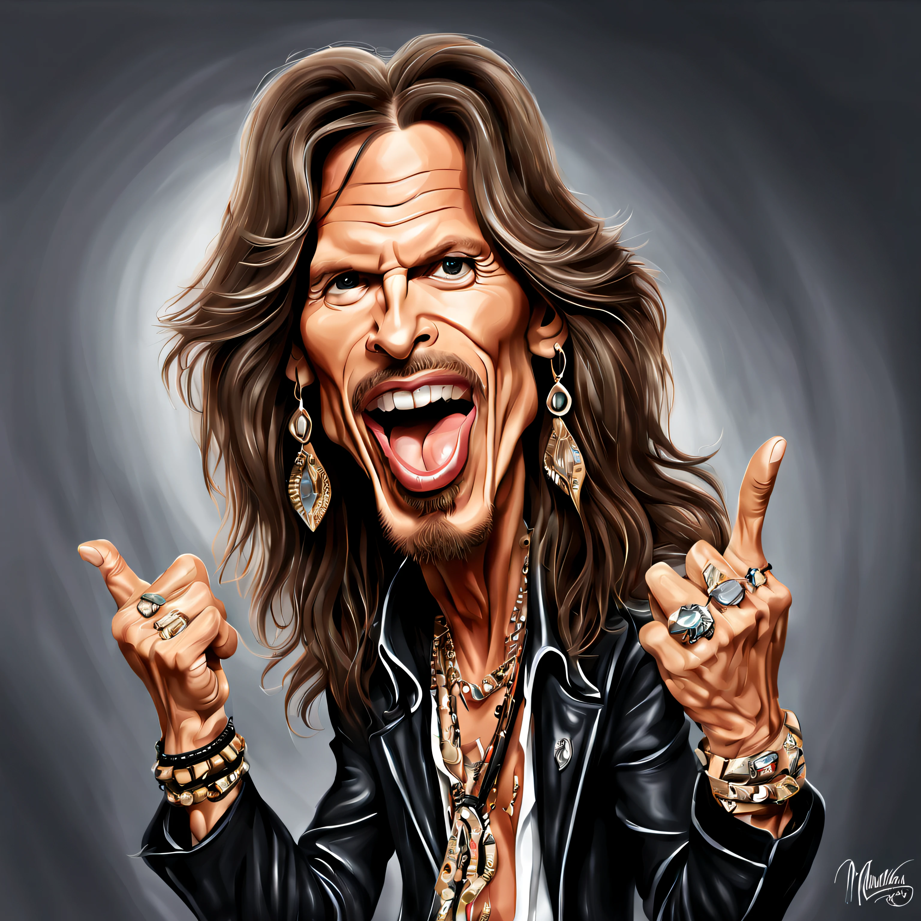 a painting of rock god steven tyler portrait, portrait of steven tyler, steven tyler, caricature style, jim carrey caricature realism, digital art. @mariomaniacdude, caricature, caricature illustration, epic portrait illustration, by Darek Zabrocki, cartoon digital painting, digital cartoon painting art, drawn with photoshop