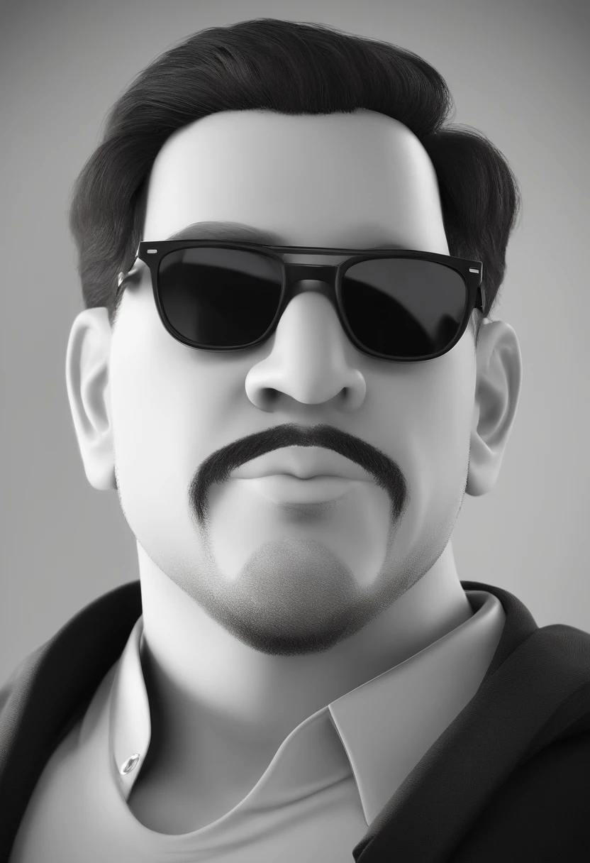 Cartoon character of a man with sunglasses and a gray shirt, with glasses and goatee, looking to the side off camera, profile view, looking away from camera, vacation photo, Simon Hollosy, Looking away from the camera, Foto de perfil, perspectiva do perfil, selfie shot straight on angle, retrato de perfil, rosto perfeitamente sombreado, Close-up view of the animation character, Caractere estilizado, animation style rendering, 3D estilizado, Arnold Maya render, 3 d render stylized, toon render keyshot, Personagem 3D, Personagem 3D, 3d rendering stylized, 3 d character render, personagem de desenho animado, Personagem de close up, Pose de personagem, (Estilo Pixar) (master part:1.2) (Bokeh) (best quality) (pele detalhada) (textura detalhada) (8k) (argila) (Cinematic lighting) (foco nítido)