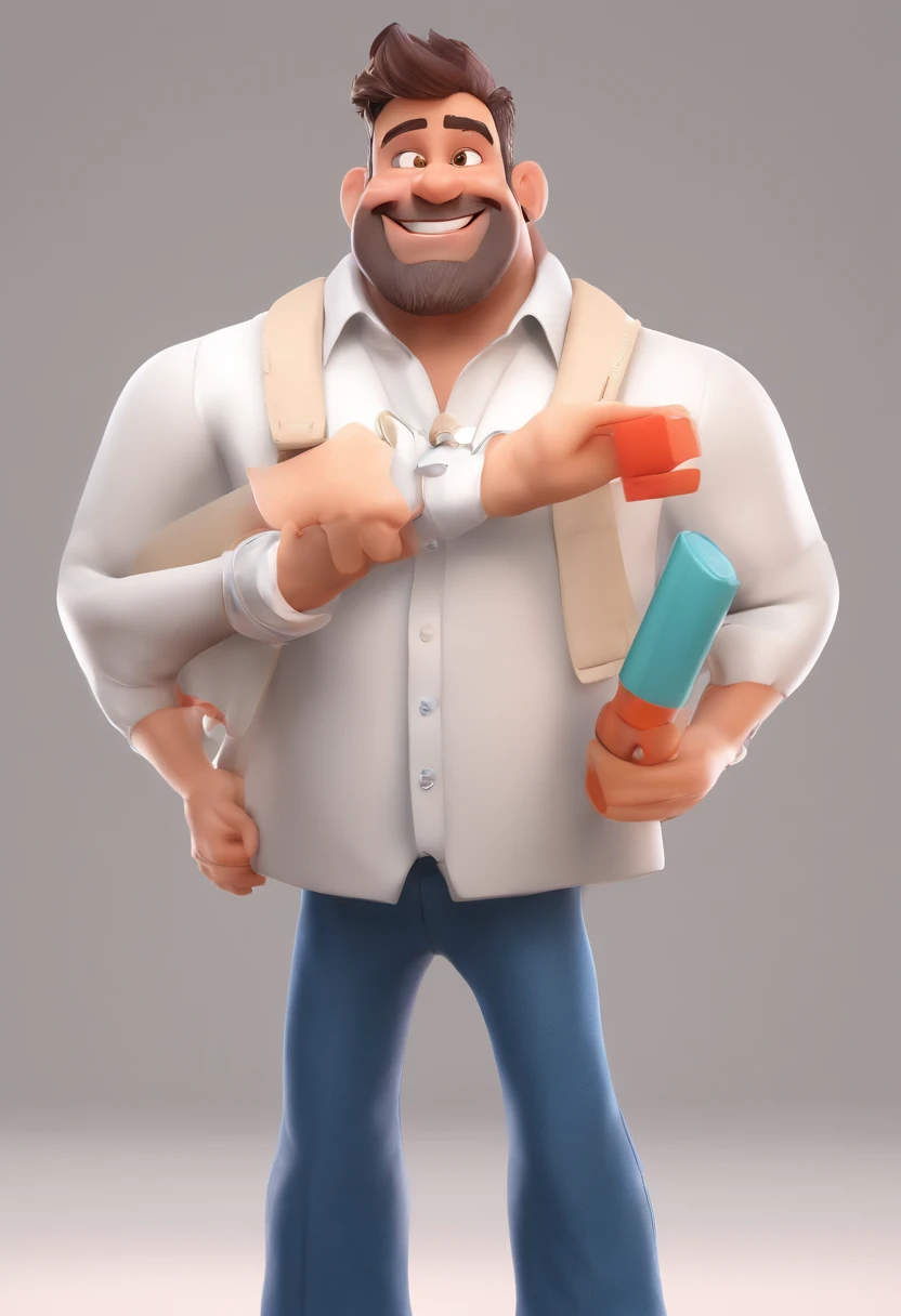 Smiling Man Illustration, sorriso insano, Homem de pele marrom com um sorriso gigante, happily smiling at the camera, sorriso atrevido, he's smiling, sorriso muito grande, Macho sorridente, foto de perfil headshot, rindo sorriso enorme, desenhando no estilo de Arte 3D, c4d, fundo de cor branco puro, estilo disney, estilo pixar render ilustracao Super Detalhe, 8k