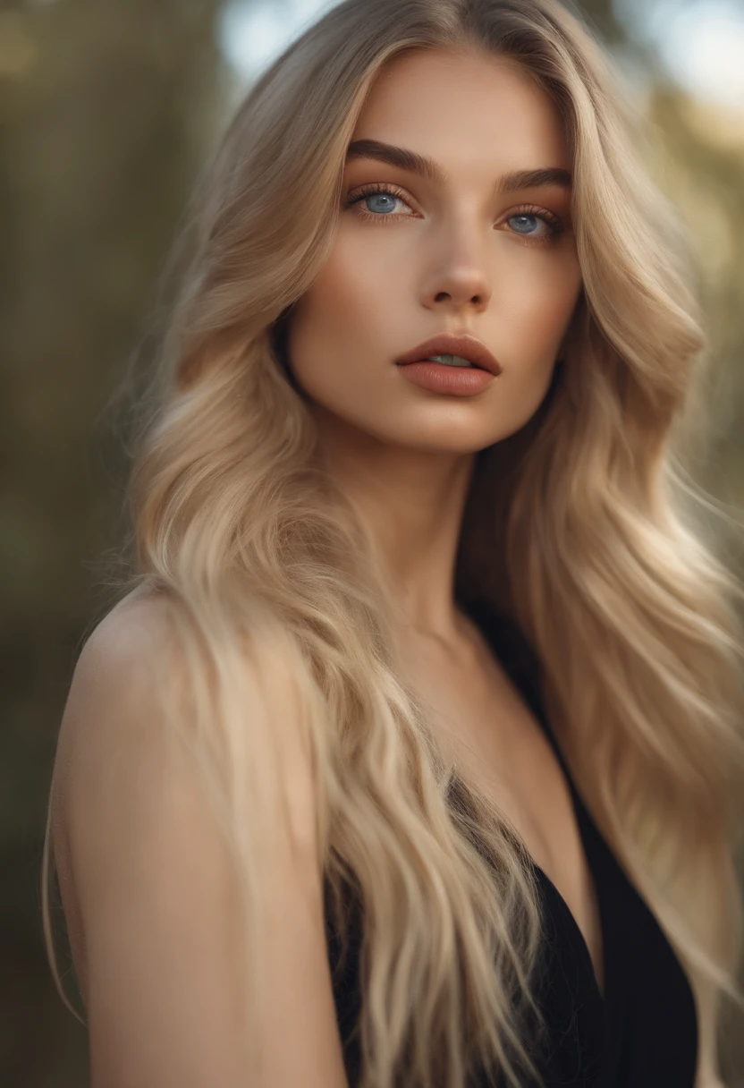 Femme Arafed en entier , fille sexy aux yeux bleus, ultra realist, Meticulous details, Portrait Sophie Mudd, cheveux blonds, looking straight at camera, Visage avec Artgram,