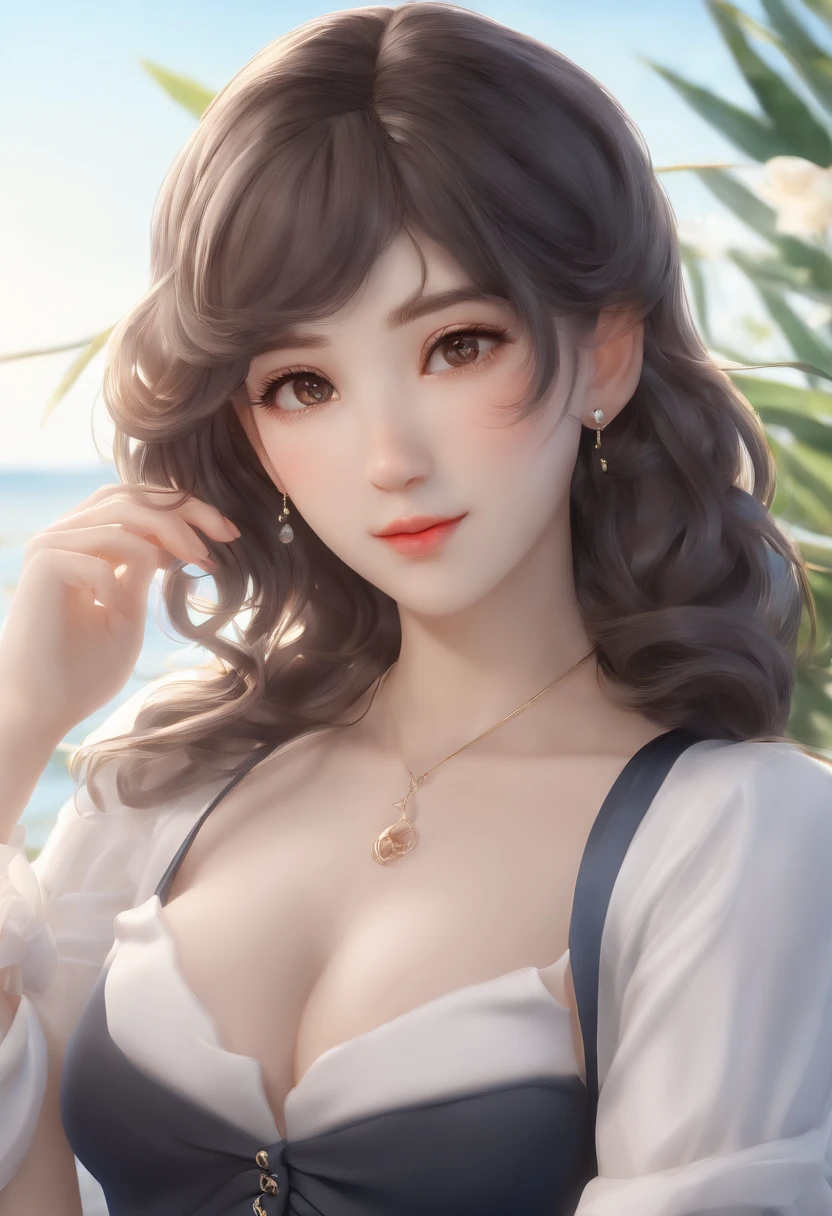 alta qualidade, 4k, no quadro, Close Up retrato da mulher do cabelo preto na camisa branca e saia azul clara, photorealistic anime girl rendering, bonito 3d anime render menina, April Rendering, anime vtuber modelo de corpo inteiro, Xianxia de corpo inteiro, modelo live2d youtuber virtual, arte cg anime suave, Retrato realista corpo inteiro estilo anime 3D realista, fotorrealista de corpo inteiro