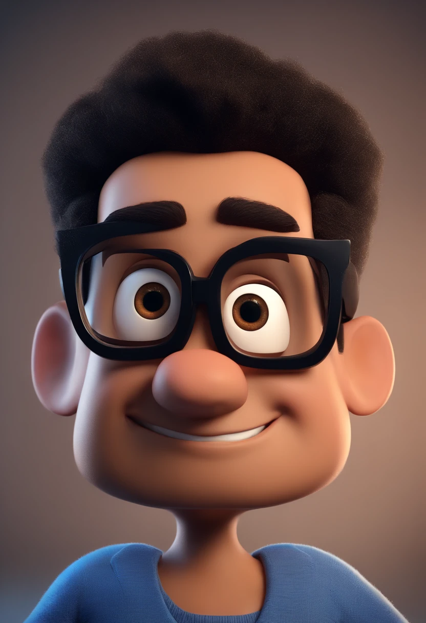 Cartoon character of a man with black glasses and a blue shirt, animation character, Caractere estilizado, animation style rendering, 3D estilizado, Arnold Maya render, 3 d render stylized, toon render keyshot, Personagem 3D, Personagem 3D, 3d rendering stylized, 3 d character render, personagem de desenho animado, Personagem de close up, Pose de personagem, (Estilo Pixar) (master part:1.2) (Bokeh) (best quality) (pele detalhada) (textura detalhada) (8k) (argila) (Cinematic lighting) (foco nítido