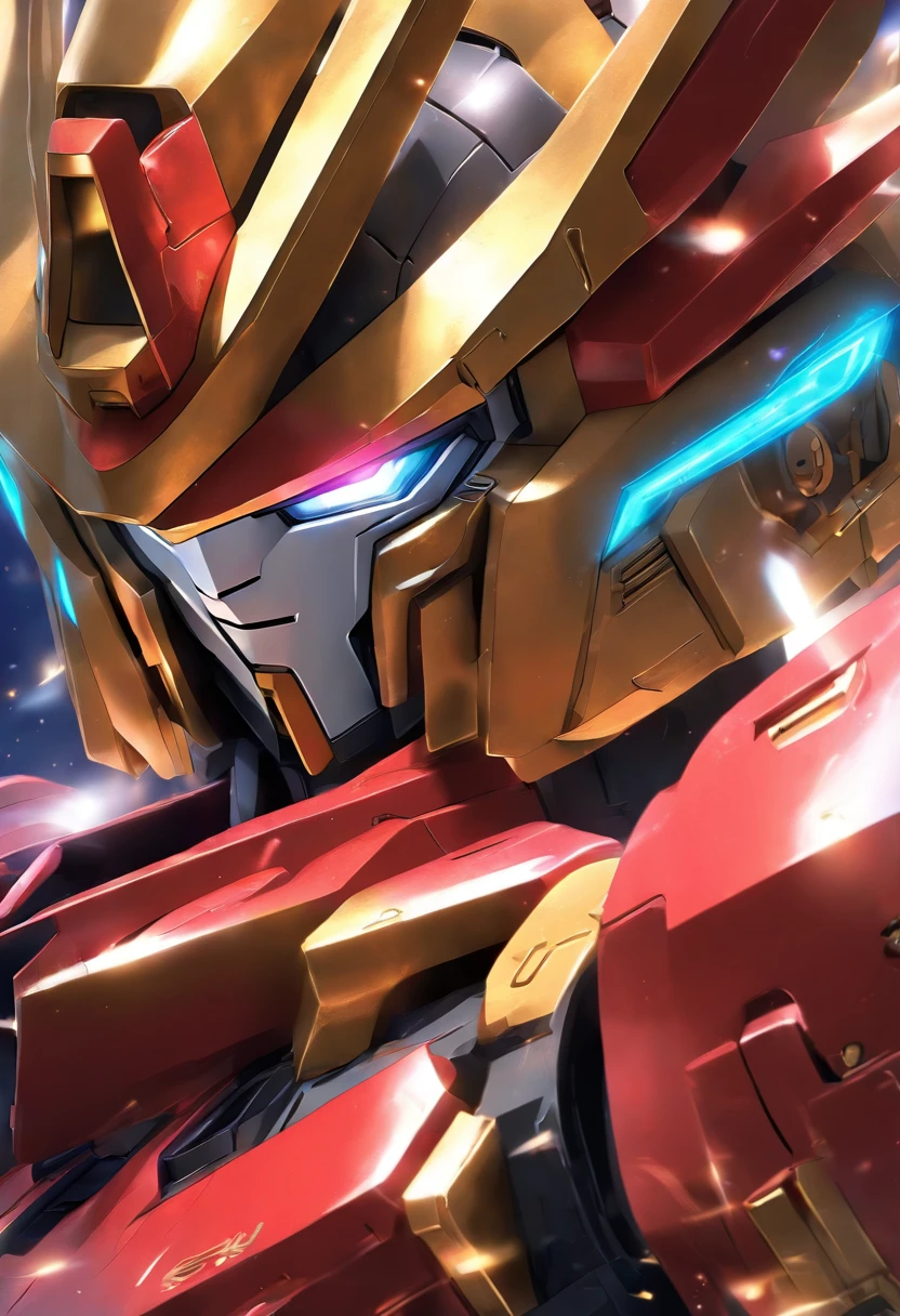 （Pixar style),gundam babatos, model, real robot，gem、Gold Coins，Small Character Models, Right-to-left light source, Rum Light, Right-to-left light source, realistic proportions, Post Processing, ((Right angle view)), super detail, Realistic, super realistic, Photoreal display,