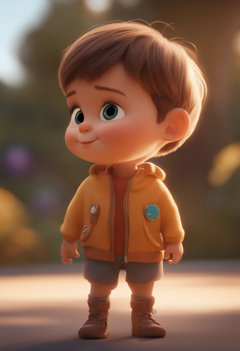a happy cute standing short hair, vestindo uma fantasia espacial, , fundo branco, barnet, tom, Estilo Pixar, ..3d, desenhos animados, rosto detalhado, asymmetrical 16k