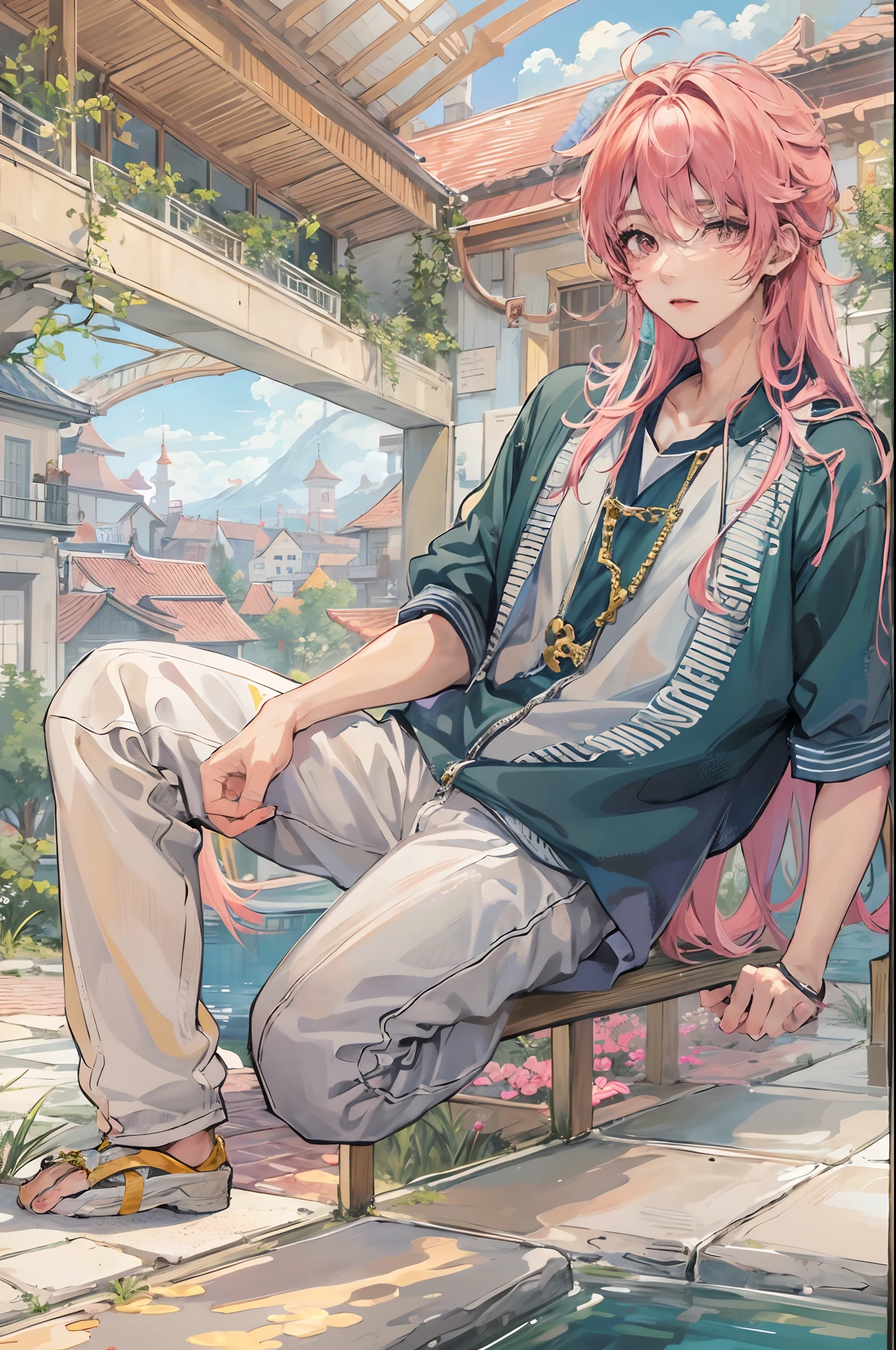 Absurdres masterpiece HDR high quality picture of a character from Hana yori dango anime, 1 boy , character is with detailed face, casual colour of hair based on the anime, happy face, casual clothes , ((casual hair style:1 )) , anime eyes, light skin ,
Wearing casual outfit from anime, detailed outfit, nice background, masterpiece scenery