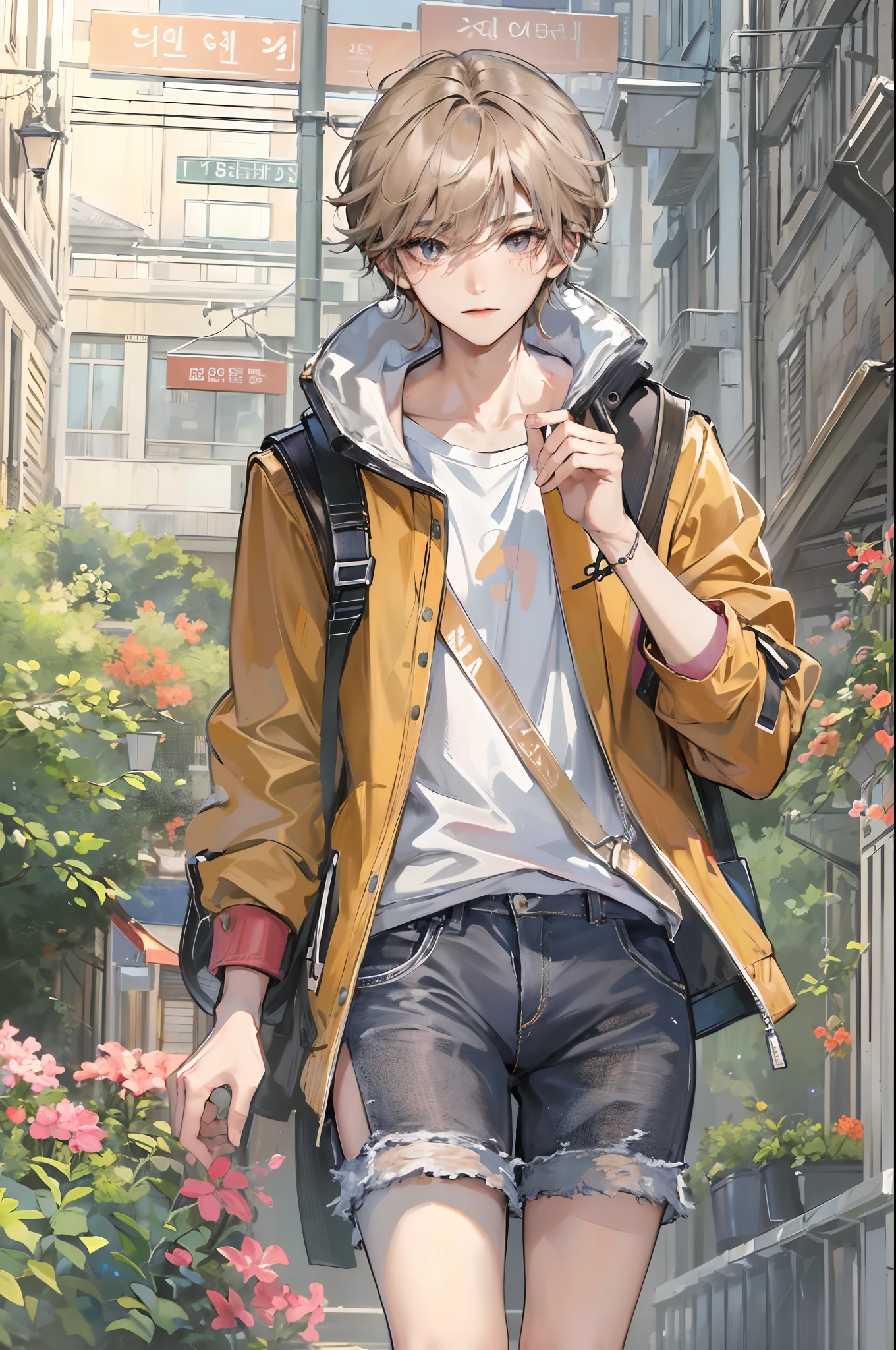 Absurdres masterpiece HDR high quality picture of a character from a famous Korean webtoon, 1 boy , character is with detailed face, casual colour of hair based on the anime, happy face, casual clothes , ((casual hair style:1 )) , anime eyes, light skin ,
Wearing casual outfit from anime, detailed outfit, nice background, masterpiece scenery