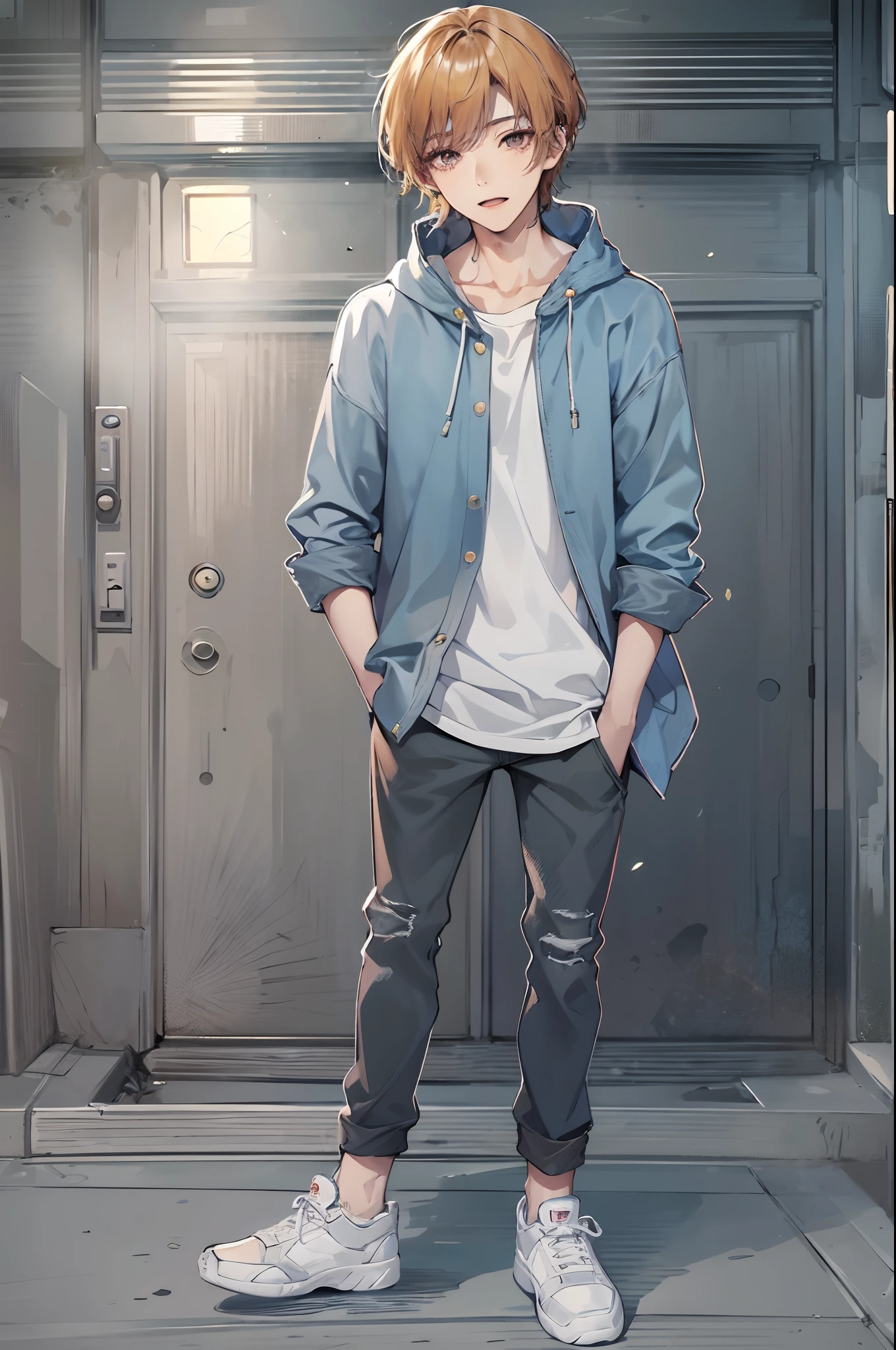 Absurdres masterpiece HDR high quality picture of a character from a famous Korean webtoon, 1 boy , character is with detailed face, casual colour of hair based on the anime, happy face, casual clothes , ((casual hair style:1 )) , anime eyes, light skin ,
Wearing casual outfit from anime, detailed outfit, nice background, masterpiece scenery