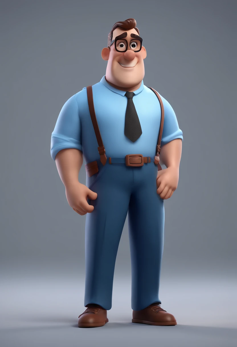 Cartoon character of a man with black glasses and a blue shirt, animation character, Caractere estilizado, animation style rendering, 3D estilizado, Arnold Maya render, 3 d render stylized, toon render keyshot, Personagem 3D, Personagem 3D, 3d rendering stylized, 3 d character render, personagem de desenho animado, Personagem de close up, Pose de personagem, (Estilo Pixar) (master part:1.2) (Bokeh) (best quality) (pele detalhada) (textura detalhada) (8k) (argila) (Cinematic lighting) (foco nítido