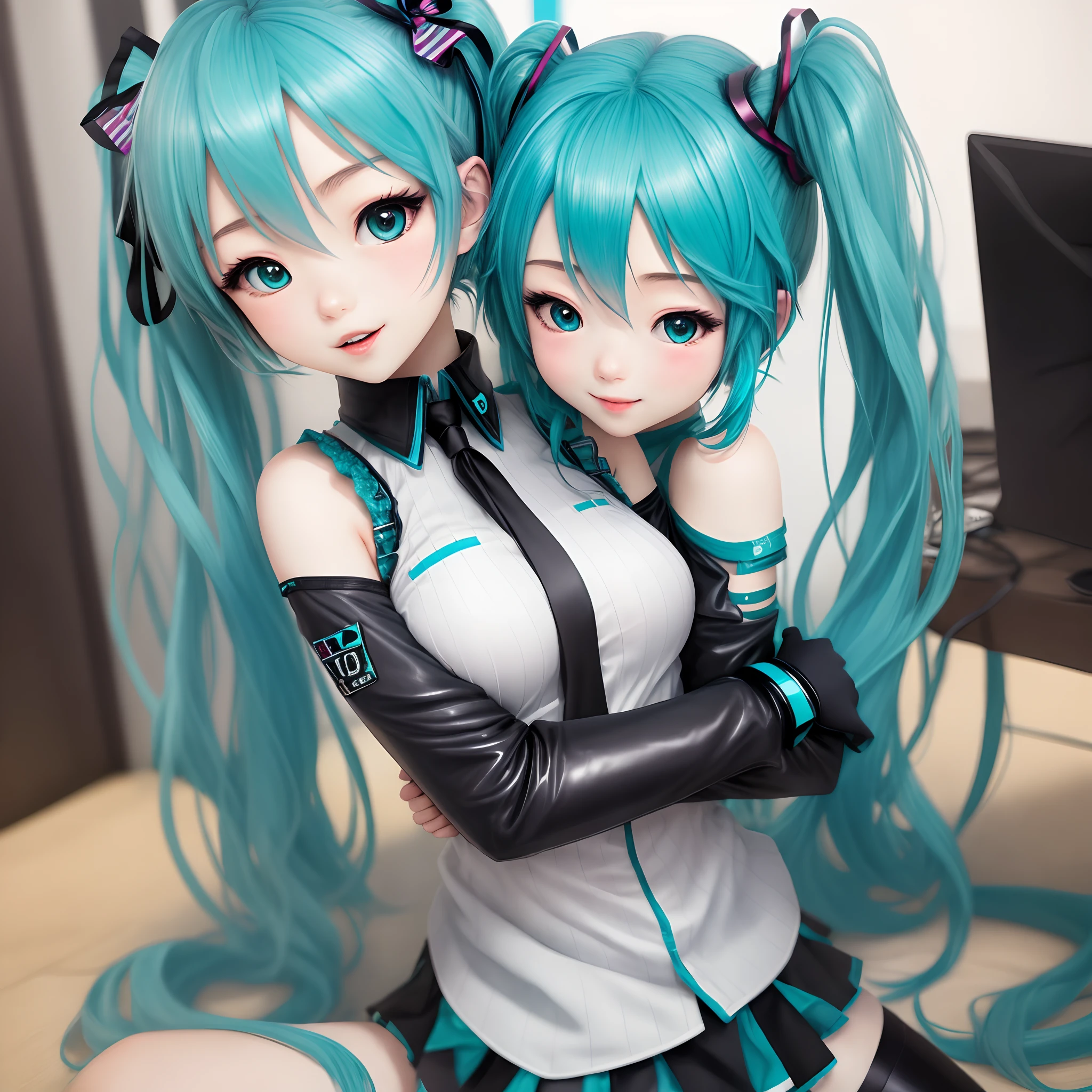 Big breasts Hatsune Miku，Large breasts，The couple was hugging