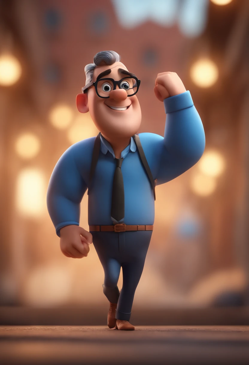 Cartoon character of a man with black glasses and a blue shirt, animation character, Caractere estilizado, animation style rendering, 3D estilizado, Arnold Maya render, 3 d render stylized, toon render keyshot, Personagem 3D, Personagem 3D, 3d rendering stylized, 3 d character render, personagem de desenho animado, Personagem de close up, Pose de personagem, (Estilo Pixar) (master part:1.2) (Bokeh) (best quality) (pele detalhada) (textura detalhada) (8k) (argila) (Cinematic lighting) (foco nítido