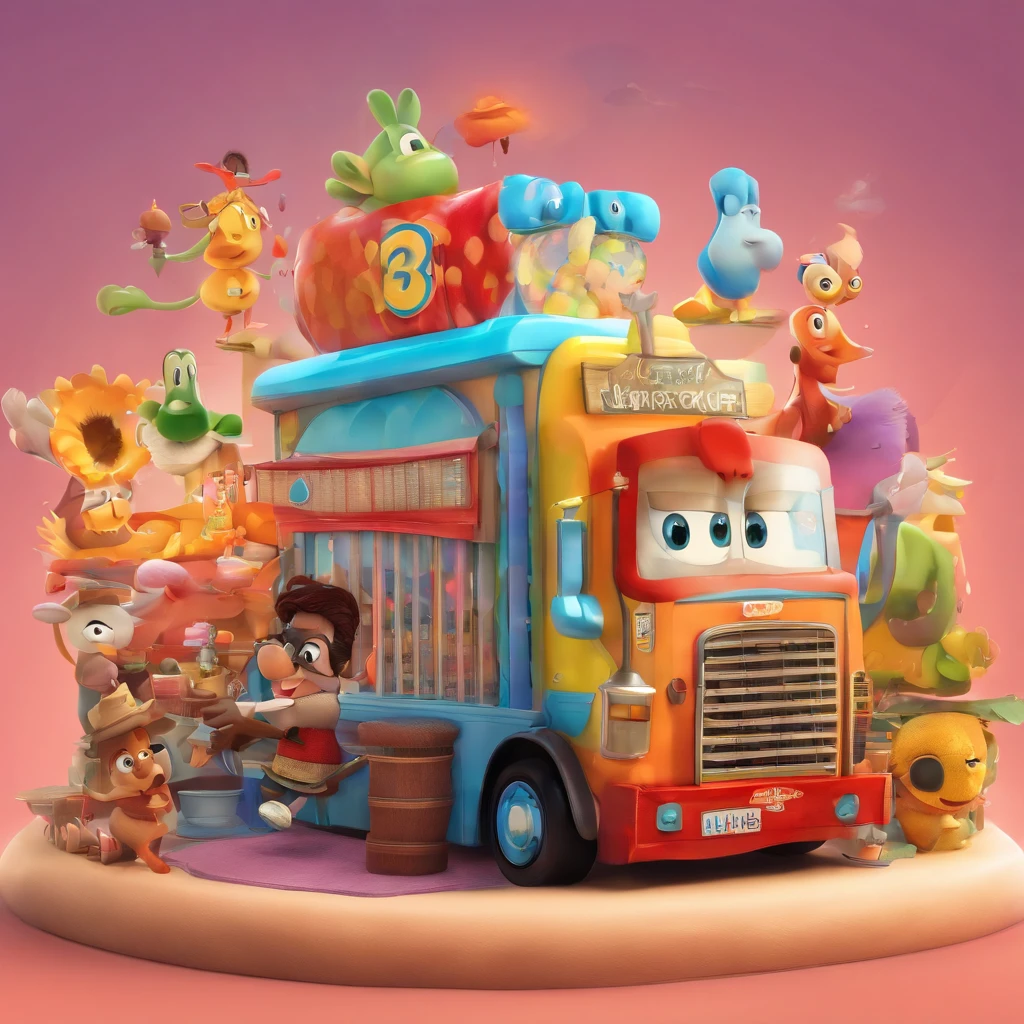 create a 3D movie poster inspired by Disney Pixar. The scene should be in Pixar's signature digital art style, with a cartoonish image reminiscent of an artisan with, cabelos castanhos claros, dentro de seu local de trabalho.