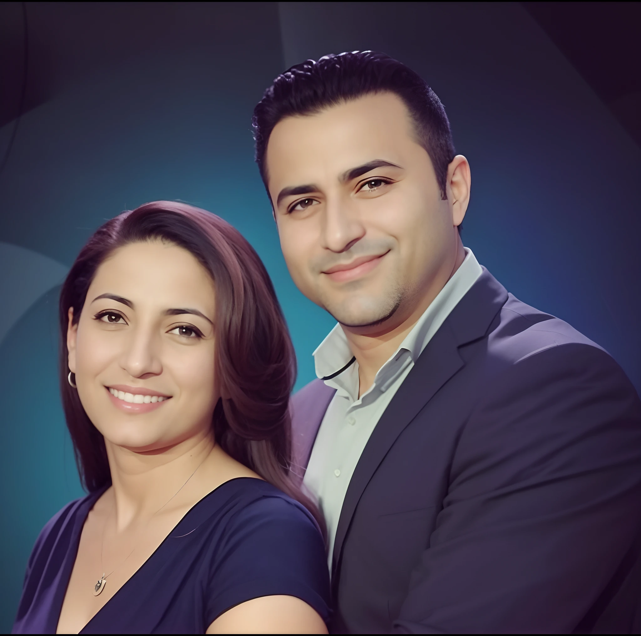 Araf and his wife posing for a photo in a studio, Christophe Jovem Eytan Zana, Ayanamikodon e Irakli Nadar, imagem de perfil, studio ghilbi, Directed by: Nicholas Marsicano, foto de perfil, Retrato de duas pessoas, Directed by: Orshi Drozdik, Directed by: Edward Avedisian, foto de perfil headshot, foto do perfil
