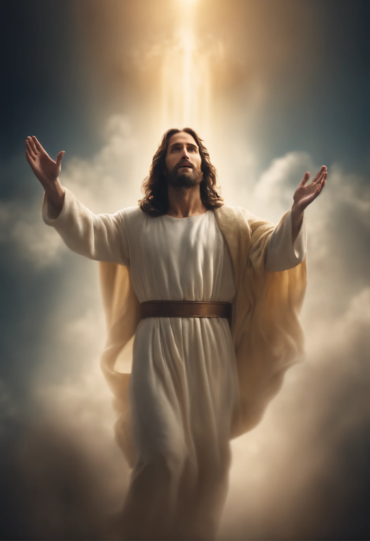 Jesus Christ Descending From Heaven With Power And Glory