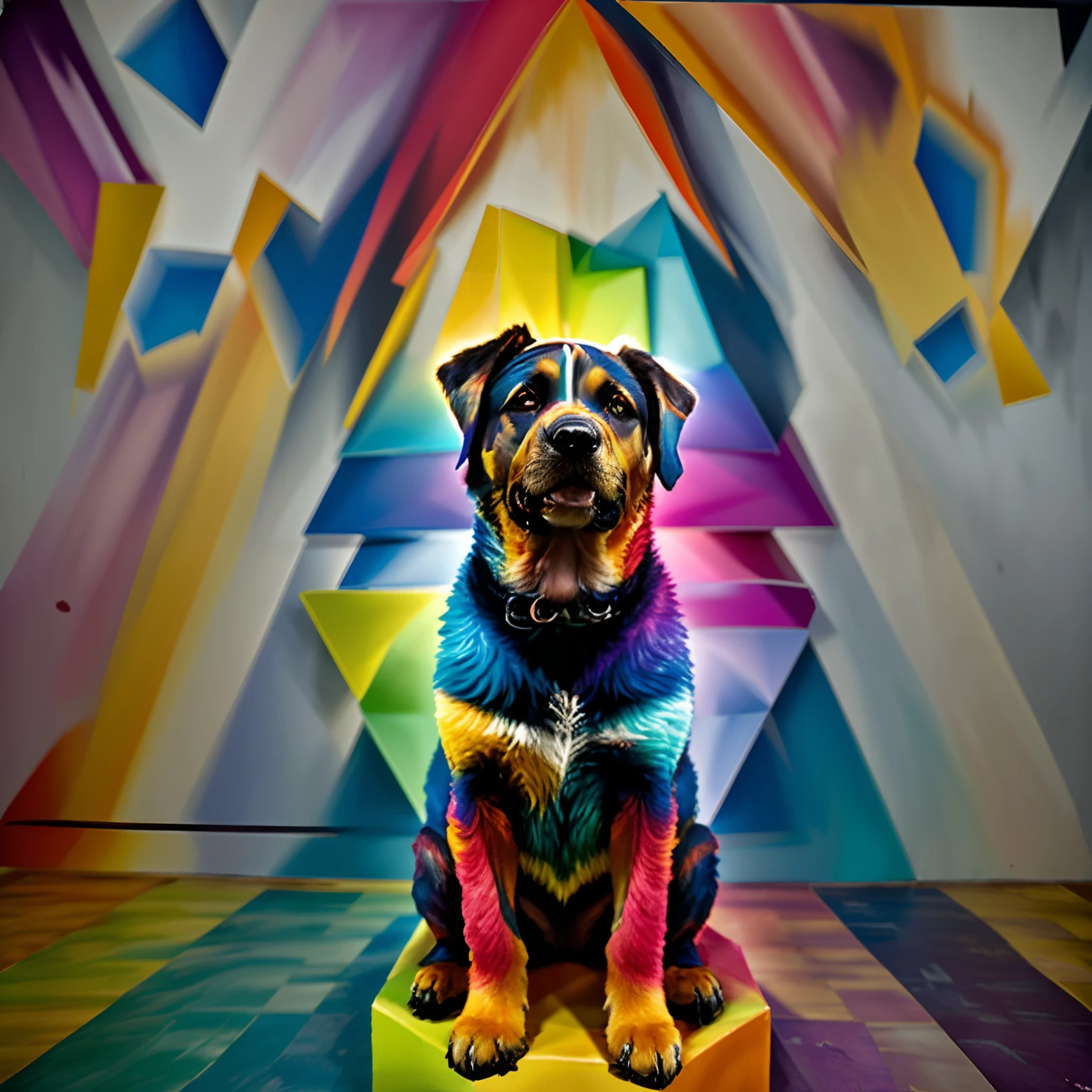 (Perro Labrador ),(Mejor pose),(best angle), (Better expression), Eduardo Kobra acolchoamento ,multidimensional geometric wall PORTRAIT, arte, Chibi,yang08k, hermoso, Colorante,