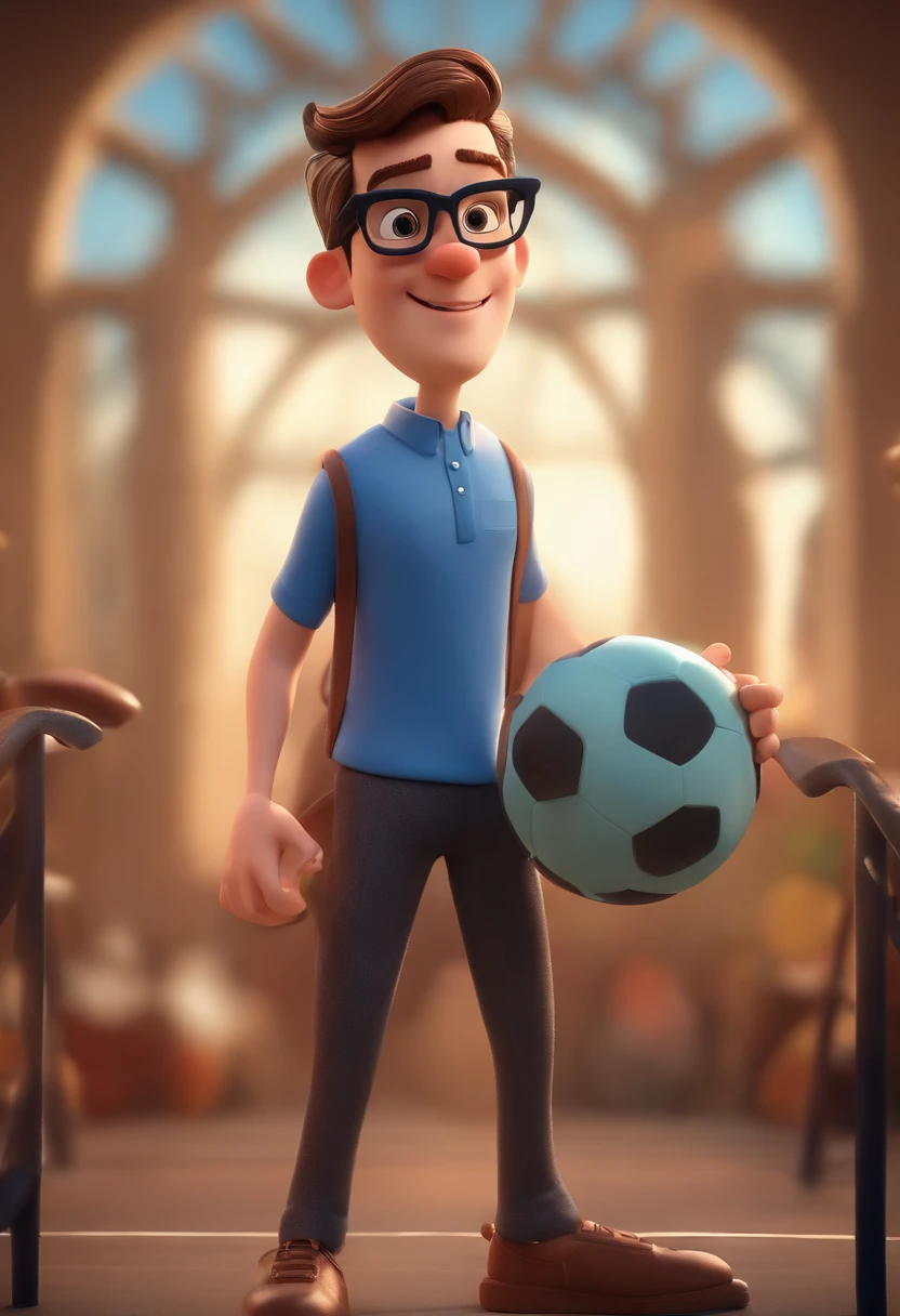 Cartoon character of a man wearing black glasses and a blue shirt, um personagem animado, Caractere estilizado, animation style rendering, 3D estilizado, Arnold Maya render, 3 d render stylized, toon render keyshot, Personagem 3D, Personagem 3D, 3d rendering stylized, 3 d character render, personagem de desenho animado, Personagem de close up, Pose de personagem, (Estilo Pixar) (master part:1.2) (Bokeh) (best quality) (pele detalhada) (textura detalhada) (8k) (argila) (Cinematic lighting) (foco nítido,Senta e vaza a parte superior do corpo