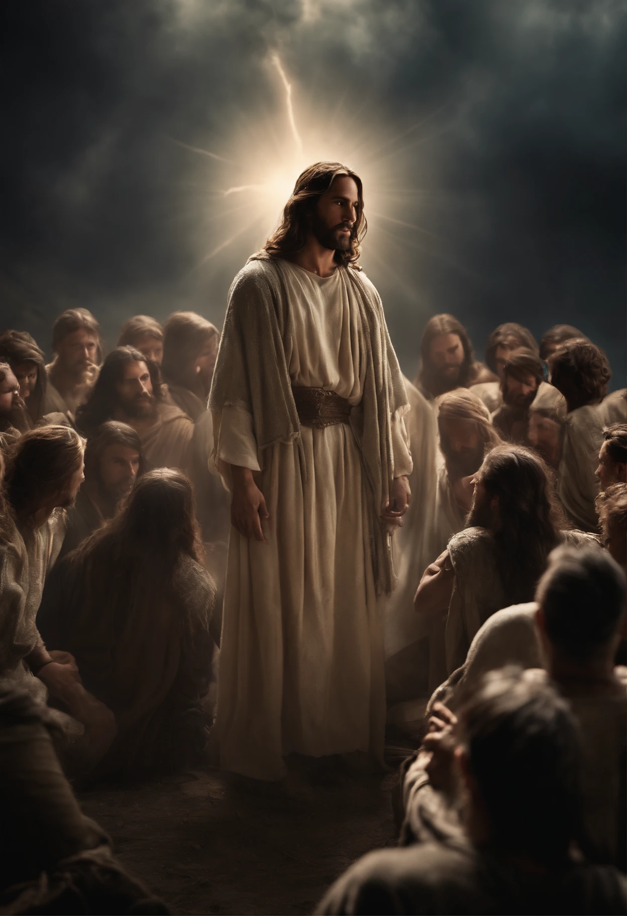 Jesus with an army of angels, with the sharp two-edged sword, lightning and lightning and glory, all the tribes of the earth mourned, trembling at the sight of Jesus' glory