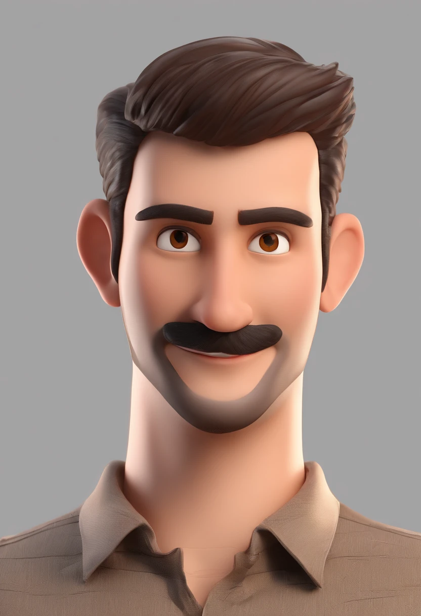 Estilo Pixar: Brown Eyes Man combone on head 27 years old with short dark brown beard