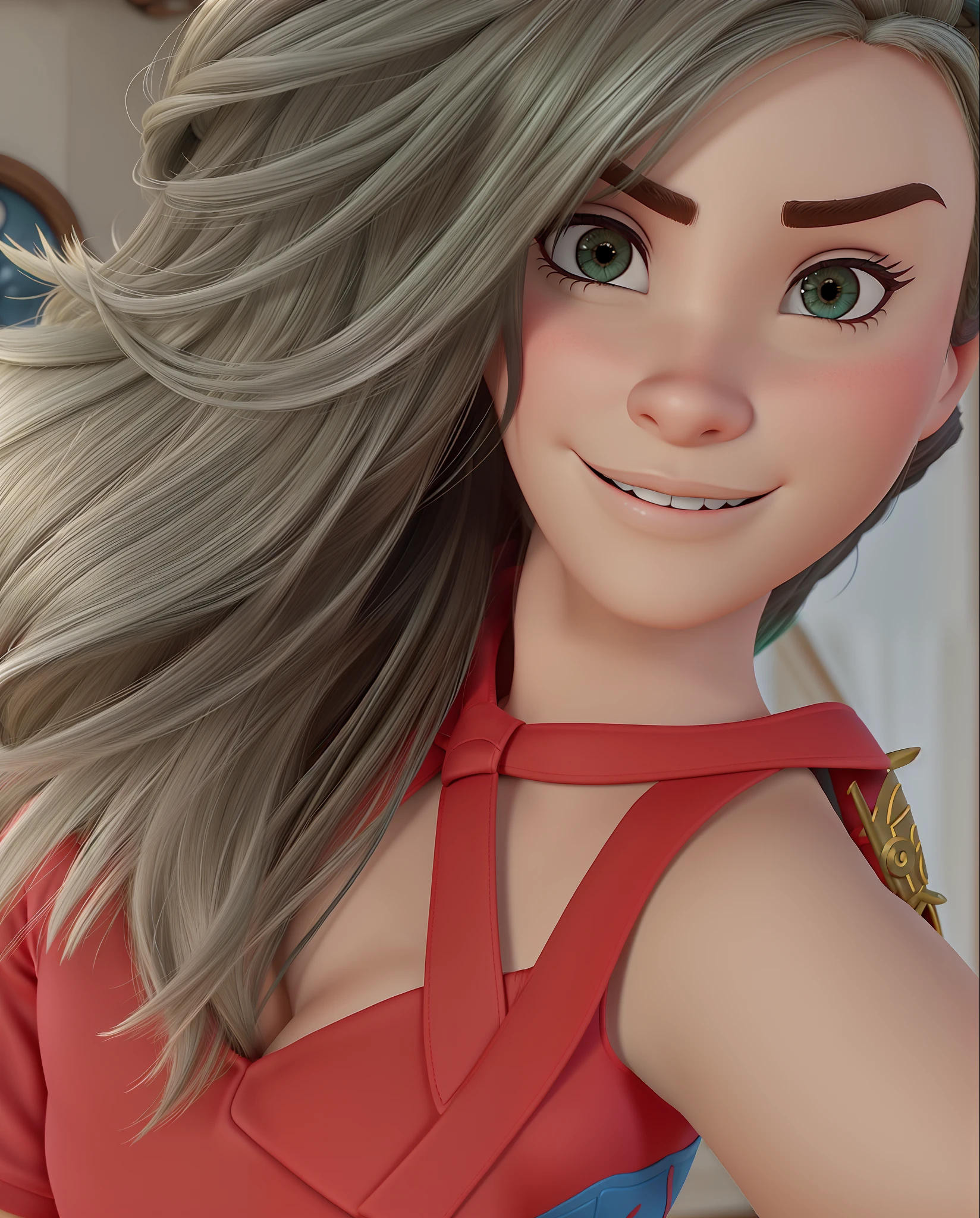 Uma mulher com nariz fino estilo disney pixar, alta qualidade, melhor qualidade nariz fino