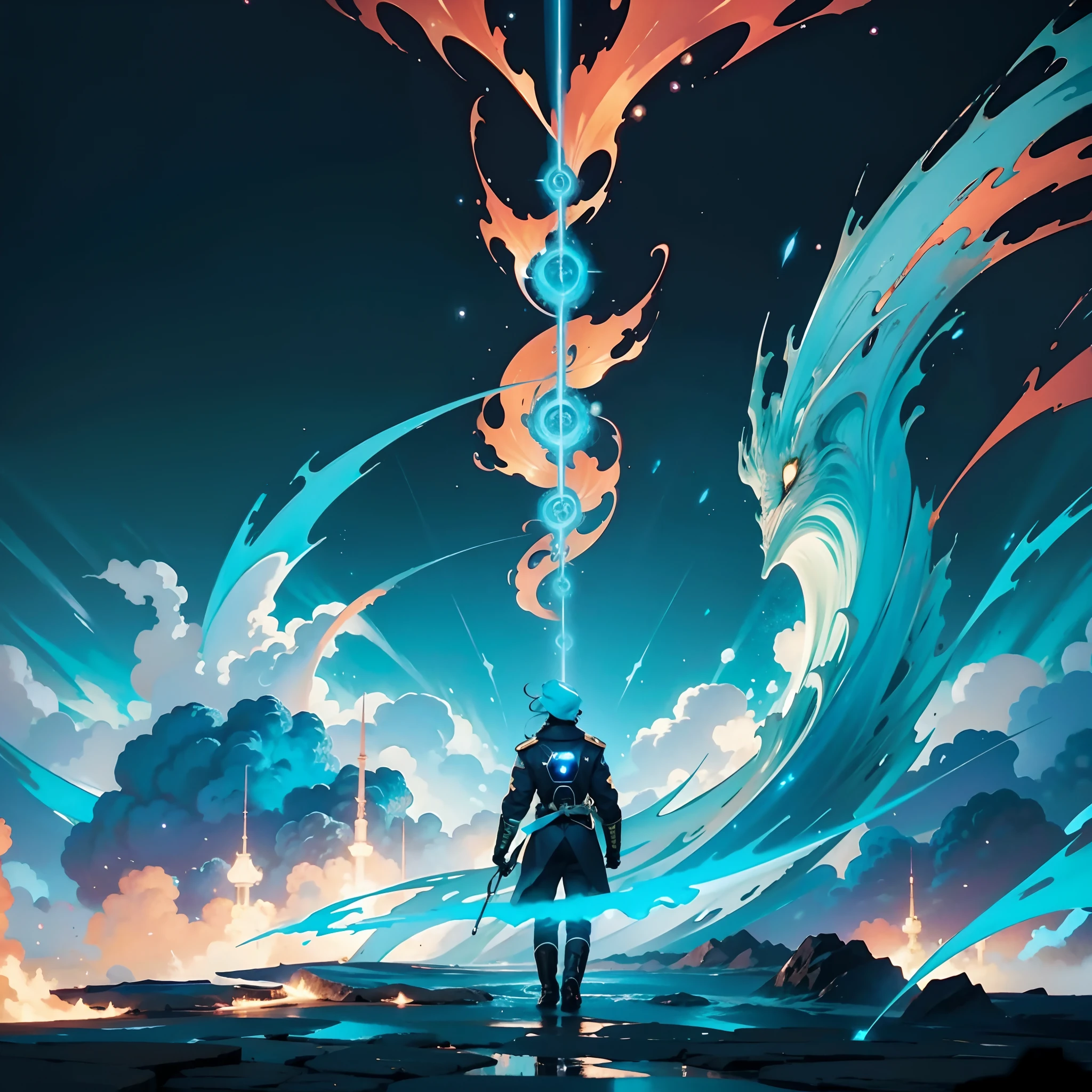 Greatwave，cosmic starry sky，Portrait is dominant