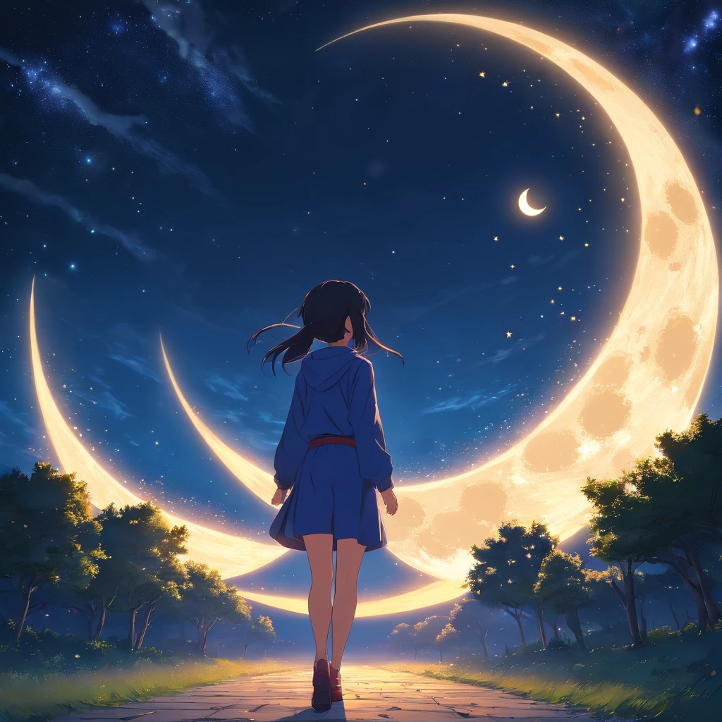 (Moon World), Atmospheric Oliva Lighting, 4k UHD, Dark Atmosphere, Ultra Detailed, Vibrant Color Starry Sky Background, Epic Composition, Octane Rendering, Sharp Focus, High Resolution Isometric
