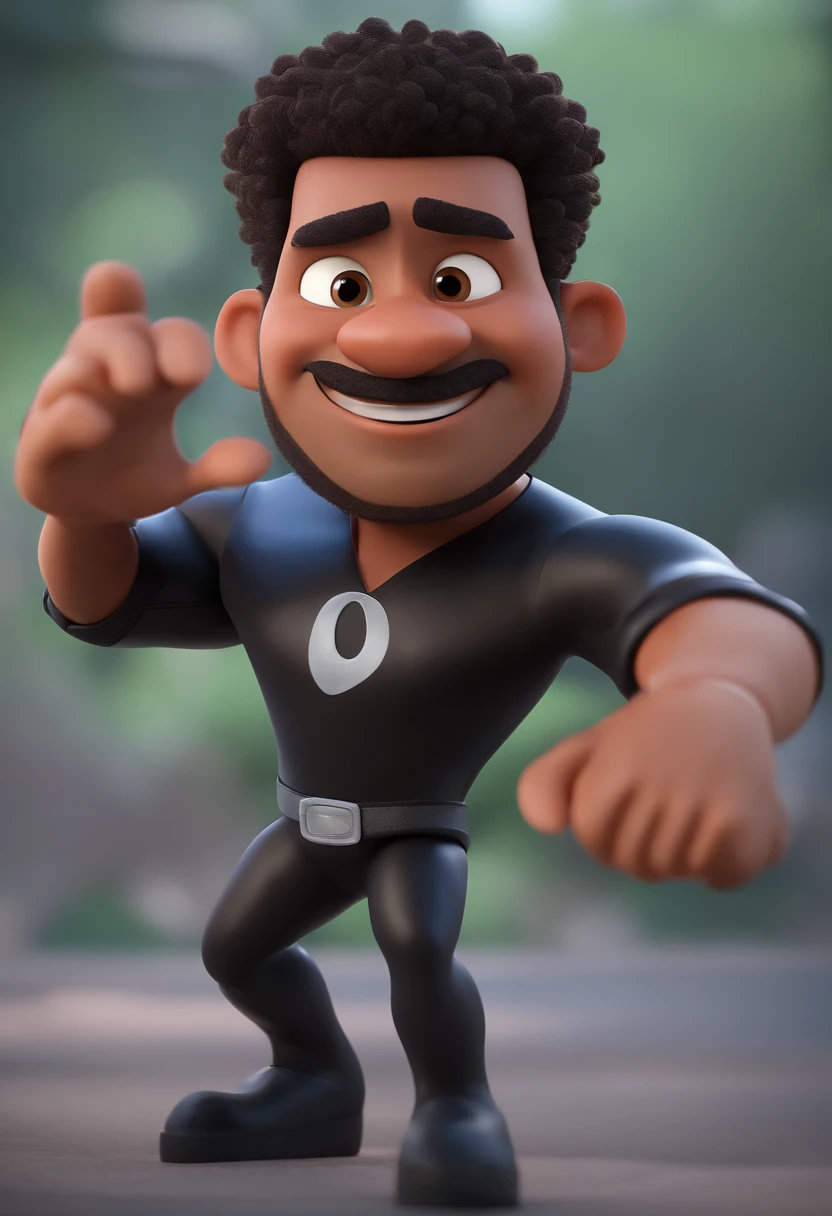 Male character with black clothes and curly hair inside a porche animation character, Caractere estilizado, animation style rendering, 3D estilizado, Arnold Maya render, 3 d render stylized, toon render keyshot, Personagem 3D, Personagem 3D, 3d rendering stylized, 3 d character render, personagem de desenho animado, Personagem de close up, Pose de personagem,  (Estilo Pixar) (master part:1.2) (Bokeh) (best quality) (pele detalhada) (textura detalhada) (8k) (argila) (Cinematic lighting) (foco nítido