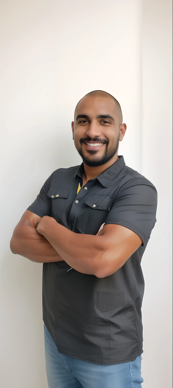smiling man in a black shirt and blue jeans standing with his arms crossed, icaro carvalho, Henry Alvim Correa, david rios ferreira, by Ramón Silva, carmelo blandino, edu souza, by Willian Murai, by Emerson Silva, caio santos, gui guimaraes