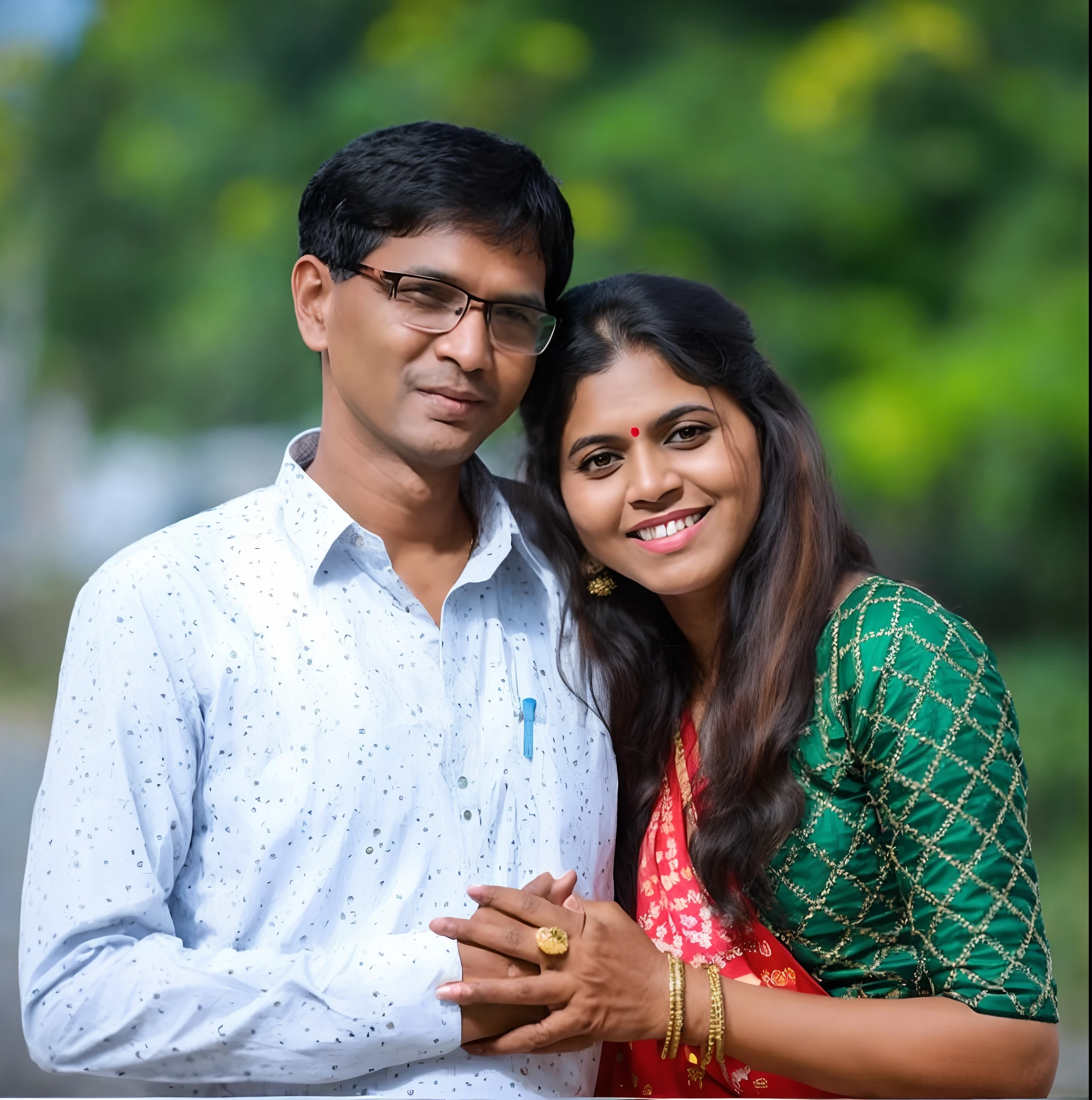 smiling couple in traditional attire standing next to each other, lovely couple, momma and papa, photo taken with nikon d750, photo taken with nikon d 7 5 0, happy couple, jayison devadas, photo taken in 2 0 2 0, couple, shot on nikon z9, happy family, profile image, father, 7 0 mm portrait